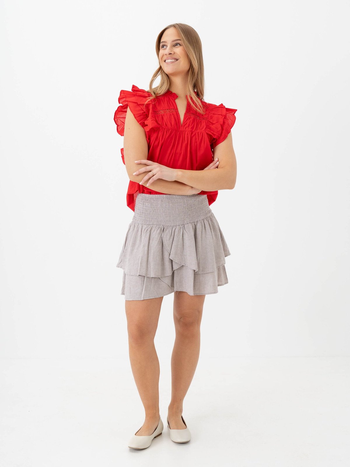 Only Sunny Capsl Frill Top High Risk Red