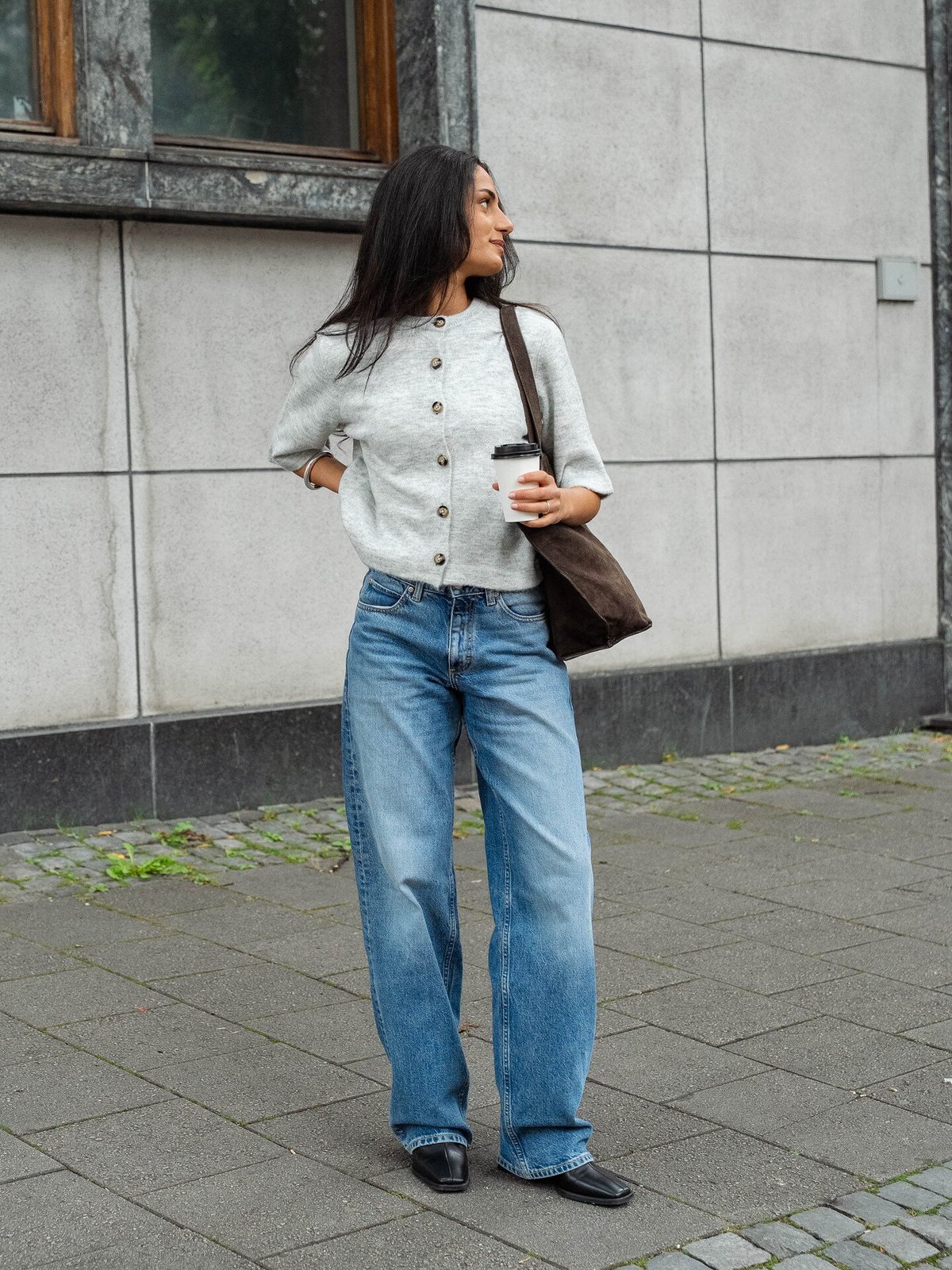 Only Camilla Short Sleeve Cardigan Knit Light Grey Melange