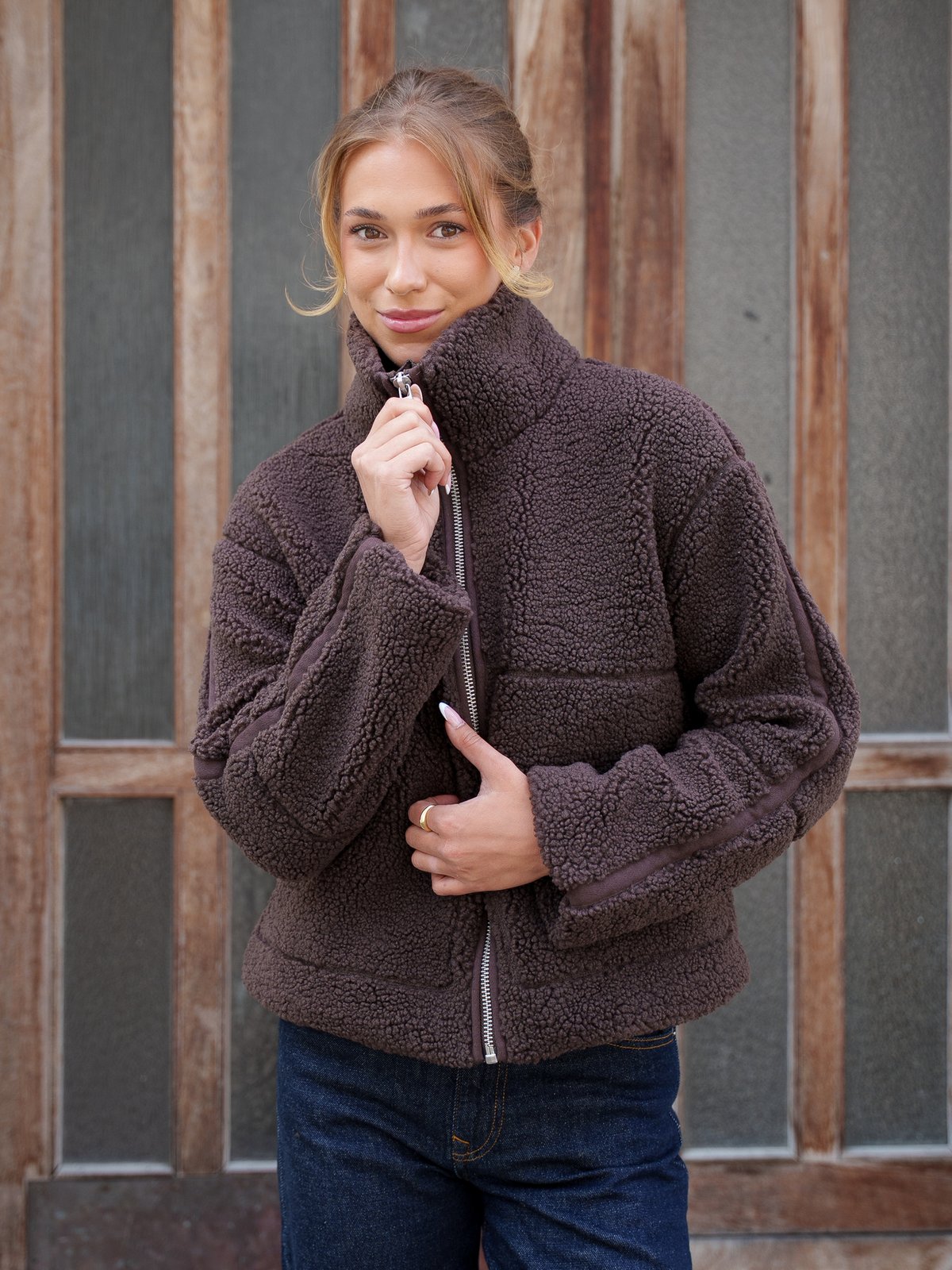 Only Aspen Life Teddy Jacket Coffee Bean