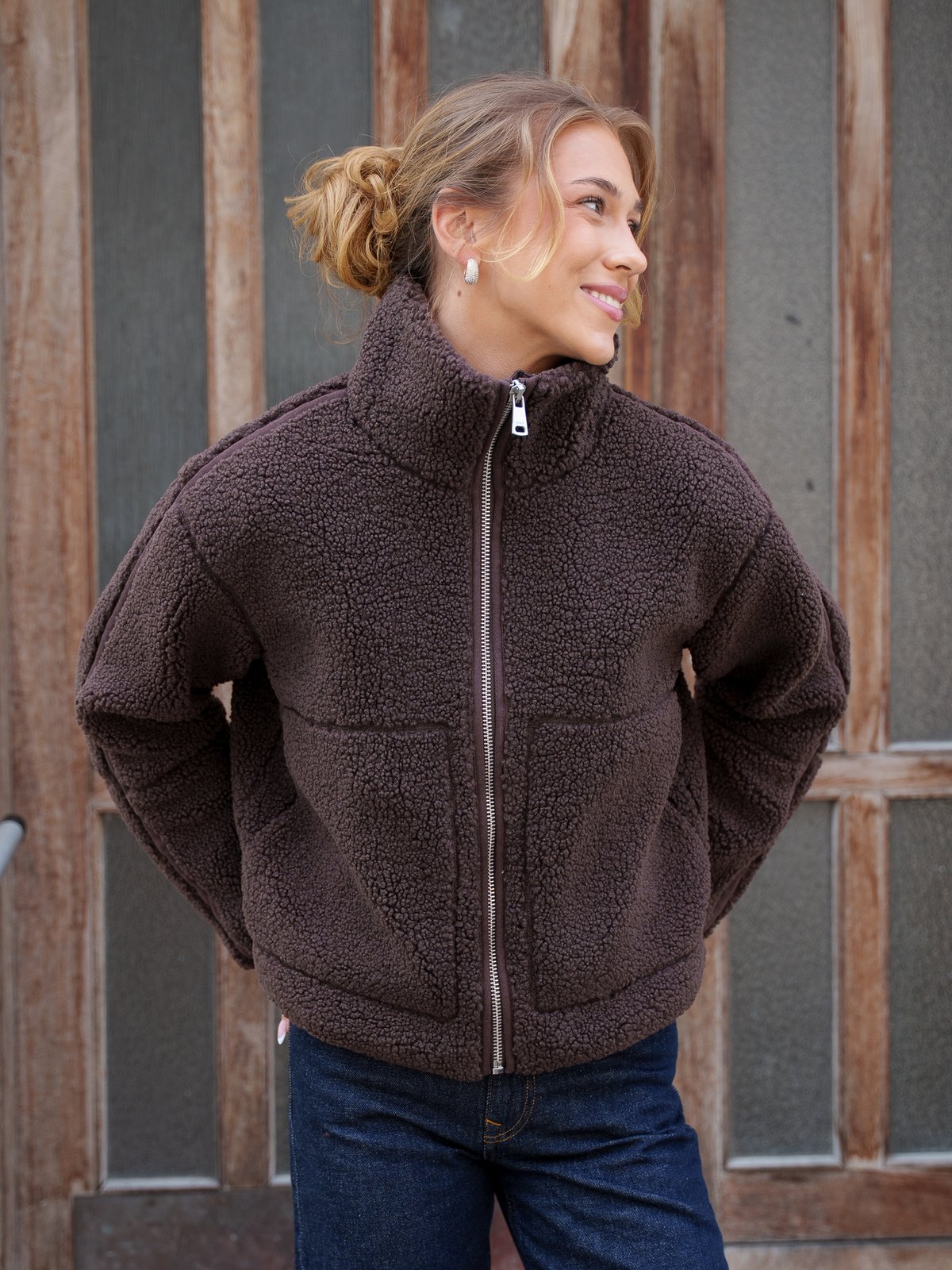 Only Aspen Life Teddy Jacket Coffee Bean