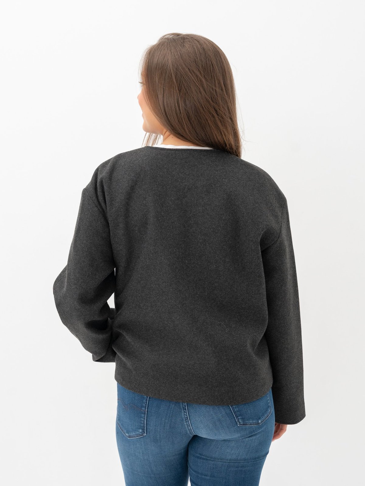 Only Nancy Round Neck Jacket Dark Grey Melange