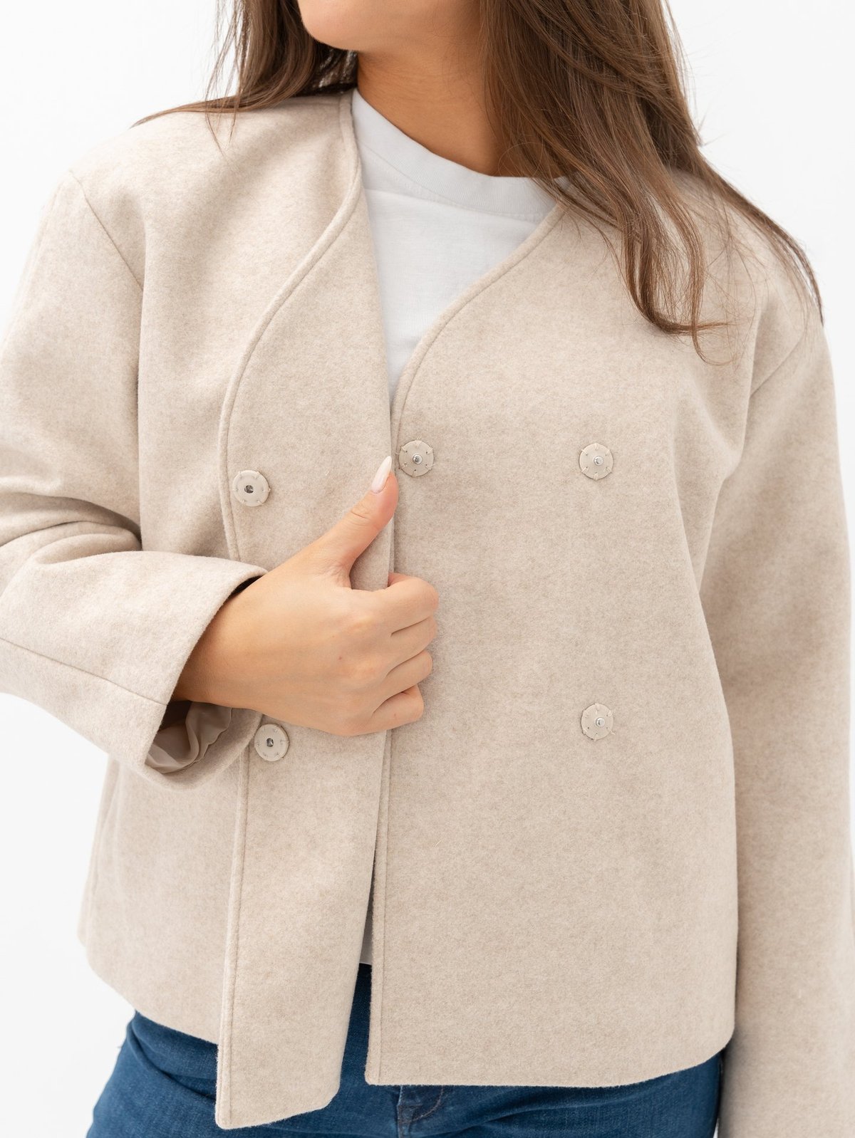 Only Nancy Round Neck Jacket Pumice Stone Melange