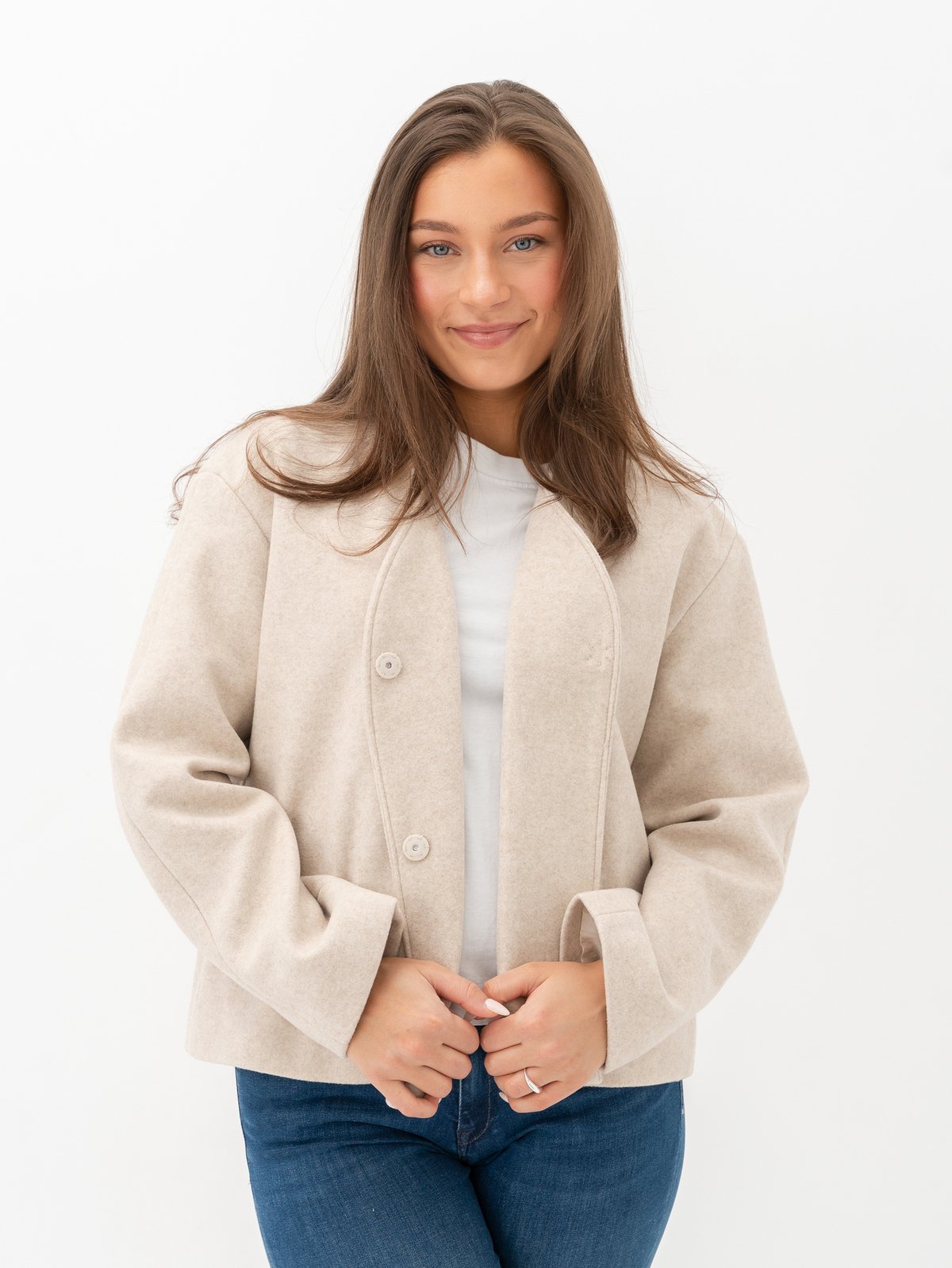 Only Nancy Round Neck Jacket Pumice Stone Melange
