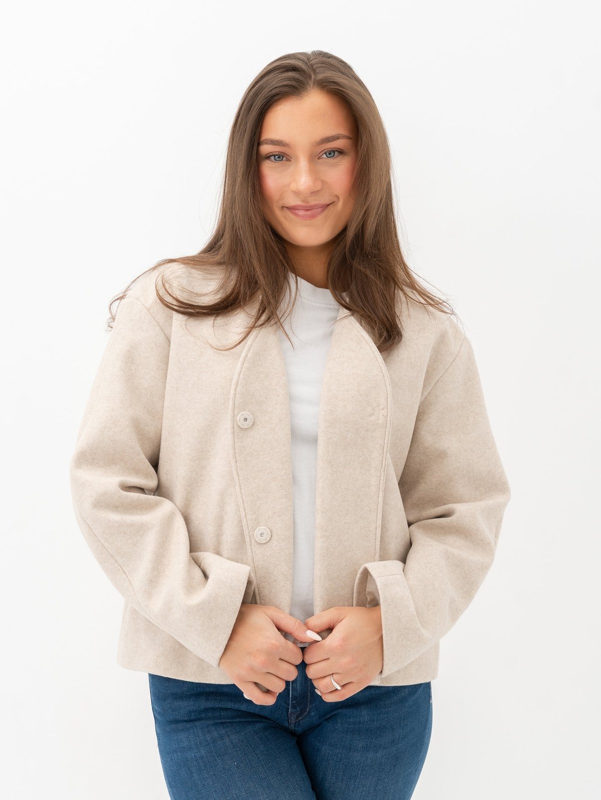 Only Nancy Round Neck Jacket Pumice Stone Melange