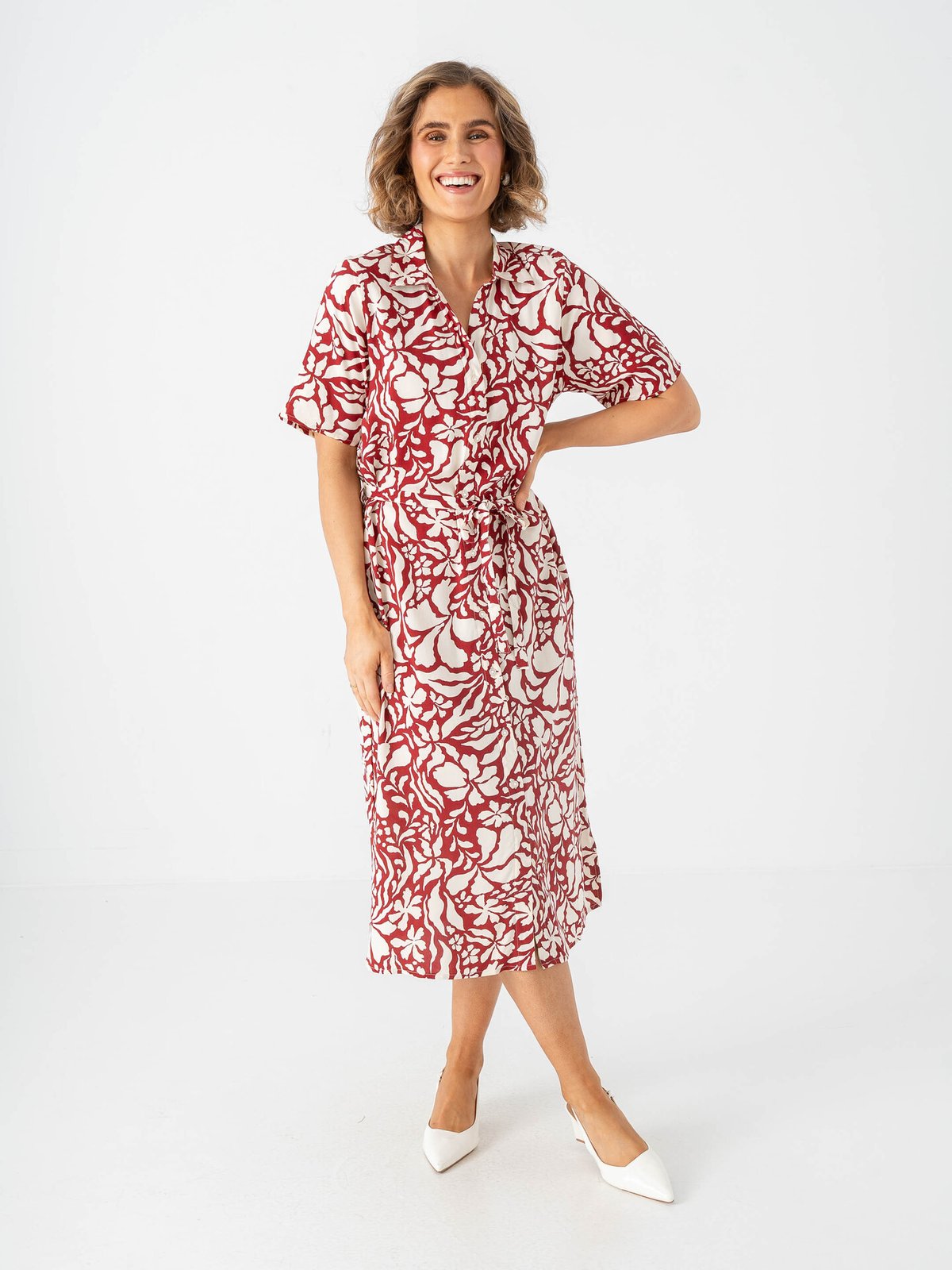Only Yasmin Short Sleeve Shirt Dress Merlot