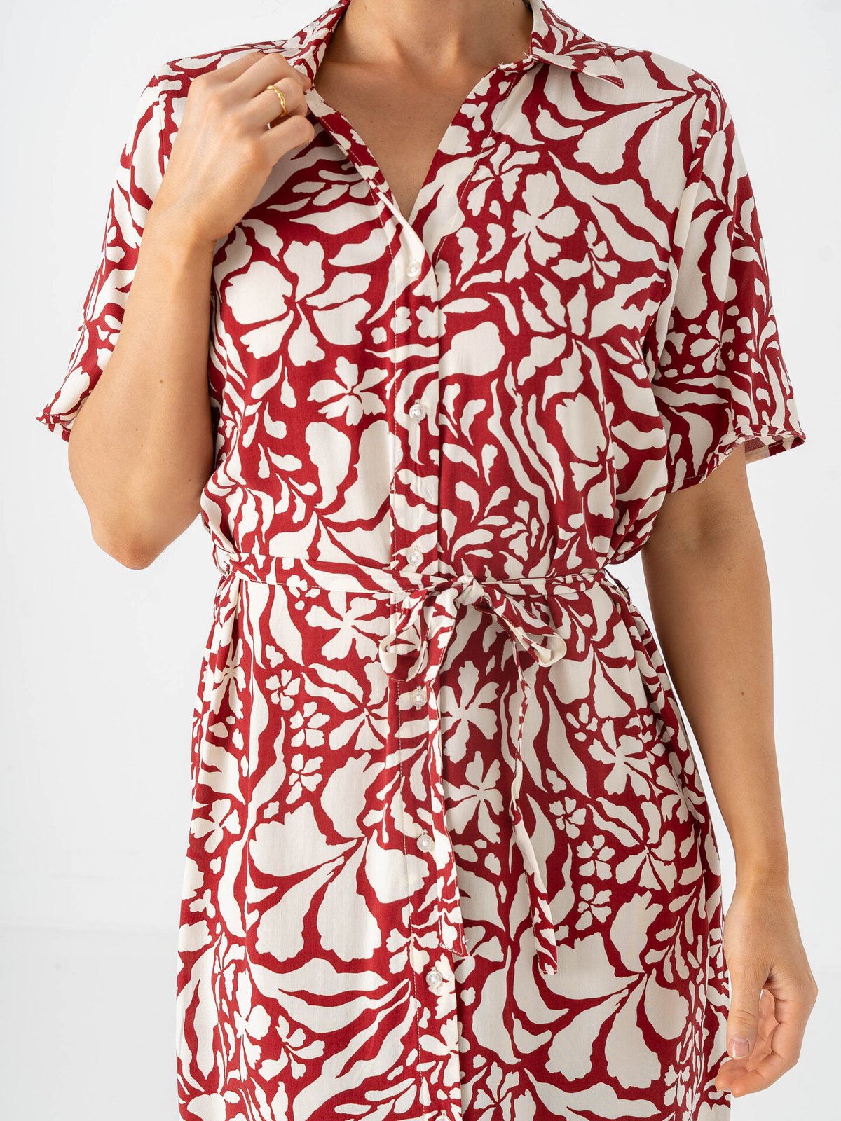 Only Yasmin Short Sleeve Shirt Dress Merlot