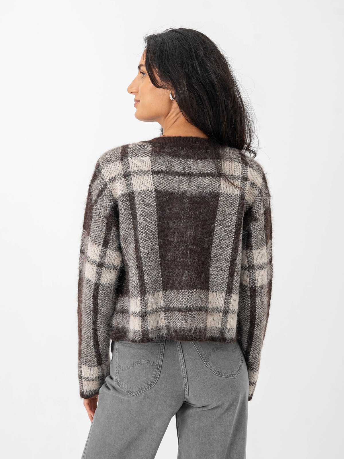 Only Beverly Life Long Sleeve Button Onec Cardigan Knit Black Coffee Pumice/Melange