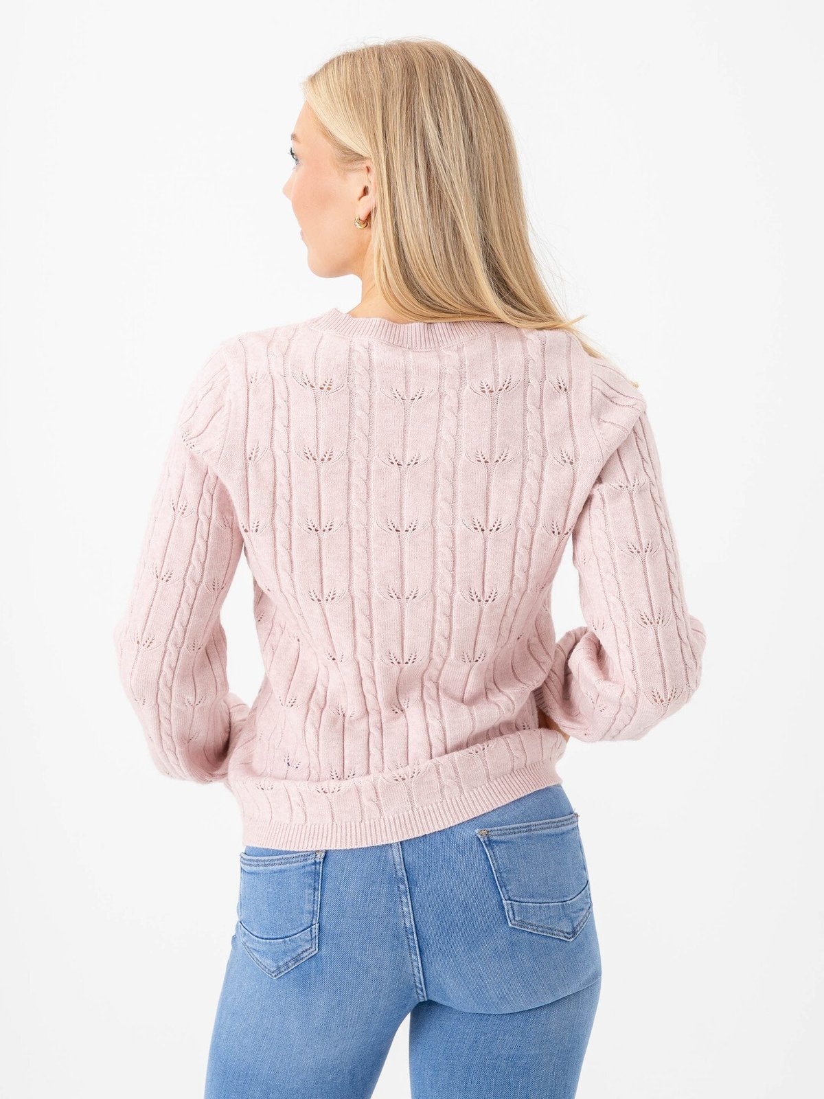 Only Katia Long Sleeve Structure O-Neck Pullover Cable Knit Burnished Lilac Melange