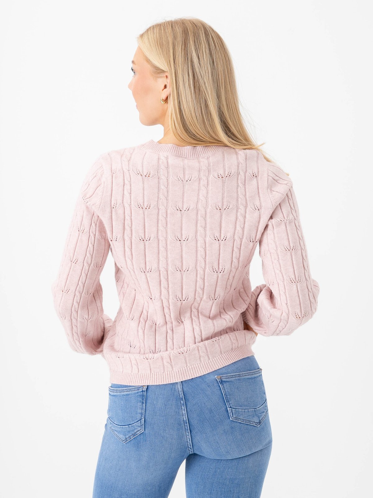 Only Katia Long Sleeve Structure O-Neck Pullover Cable Knit Burnished Lilac Melange