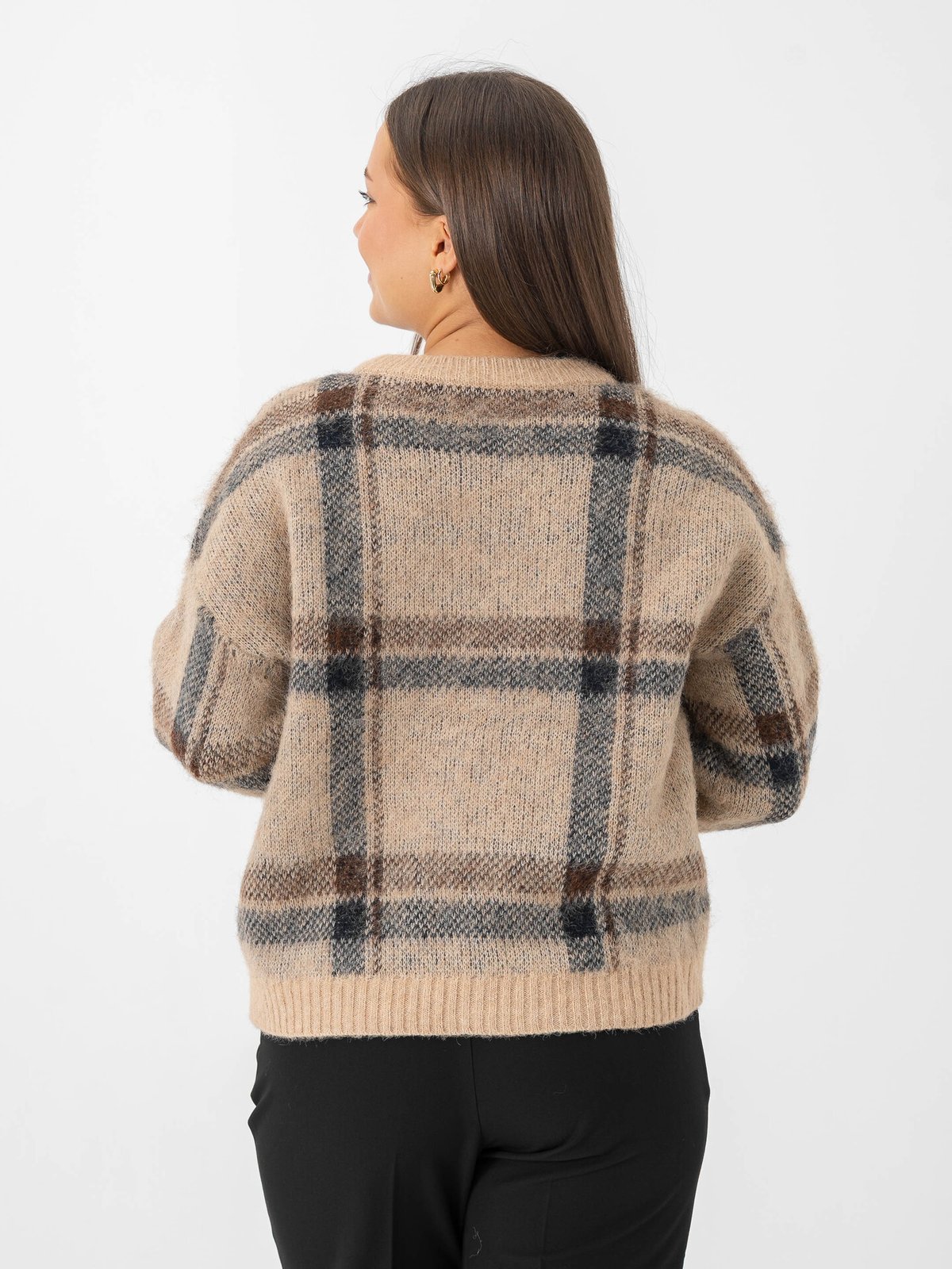 Only Marion Life Long Sleeve O-Neck Knit Humus Navy Blazer/Toasted Coco/Mel