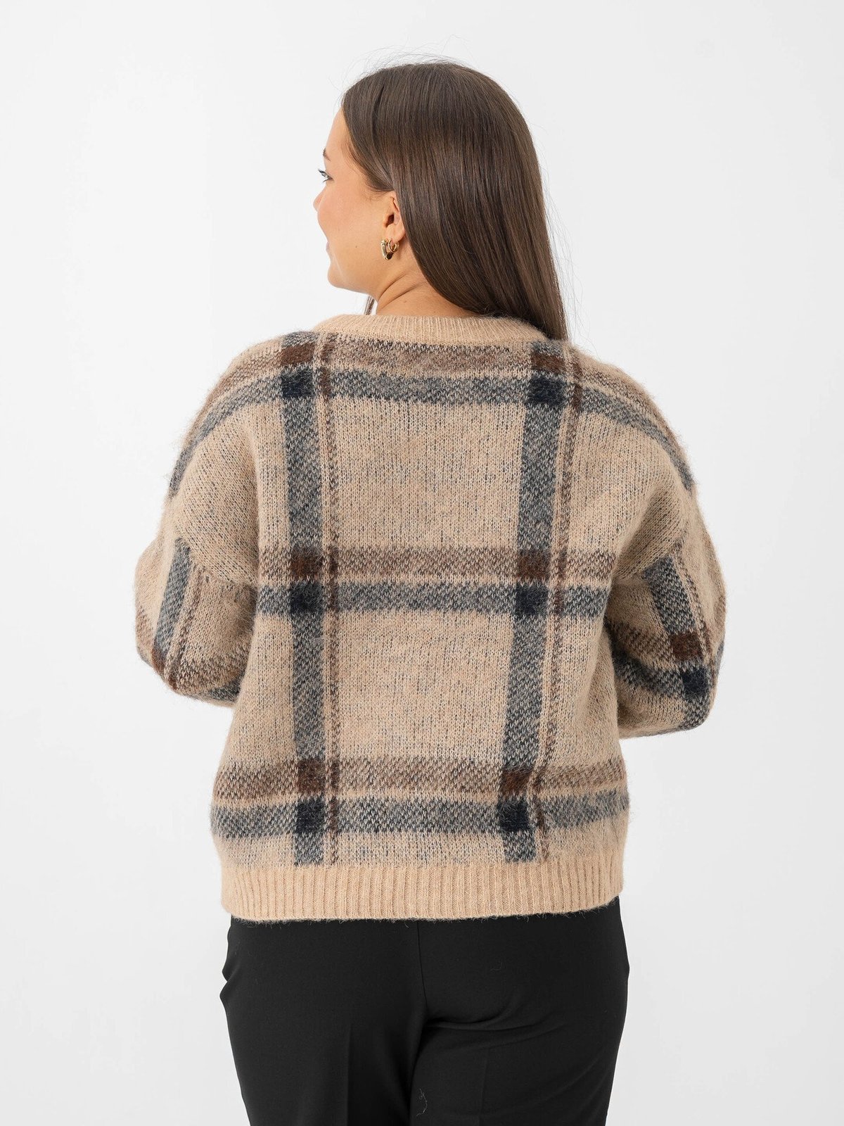 Only Marion Life Long Sleeve O-Neck Knit Humus Navy Blazer/Toasted Coco/Mel