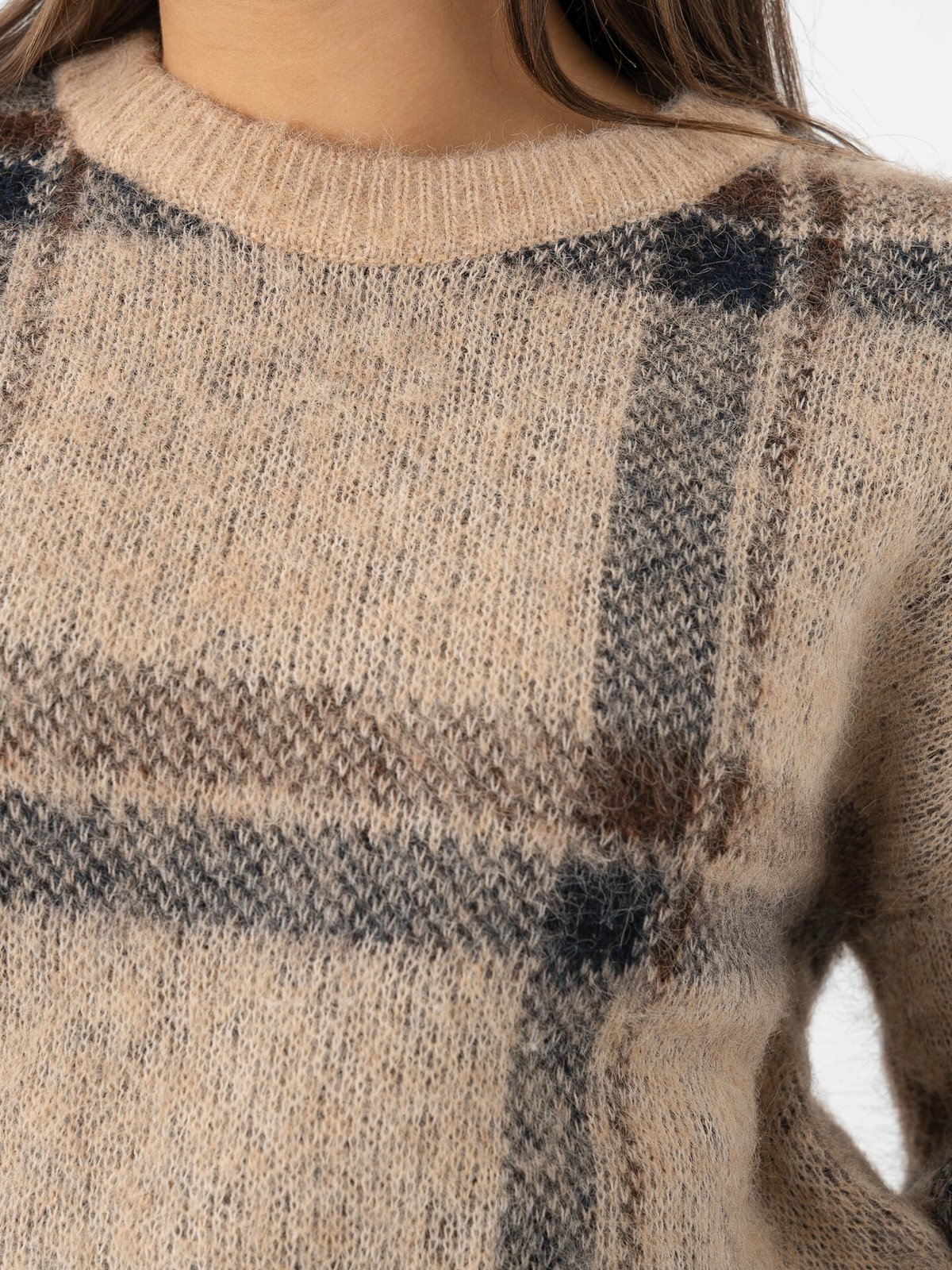 Only Marion Life Long Sleeve O-Neck Knit Humus Navy Blazer/Toasted Coco/Mel