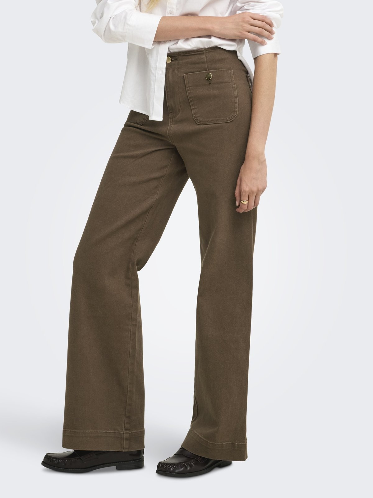 Only Madeline High Waist Wide Pocket Color Denim Chocolate Martini