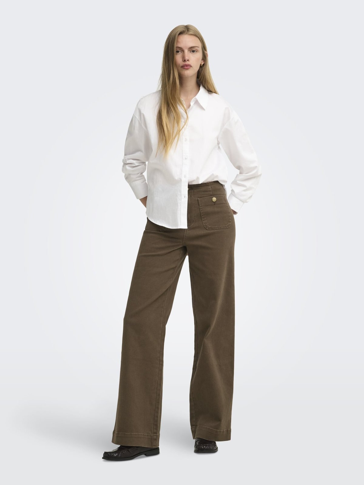 Only Madeline High Waist Wide Pocket Color Denim Chocolate Martini