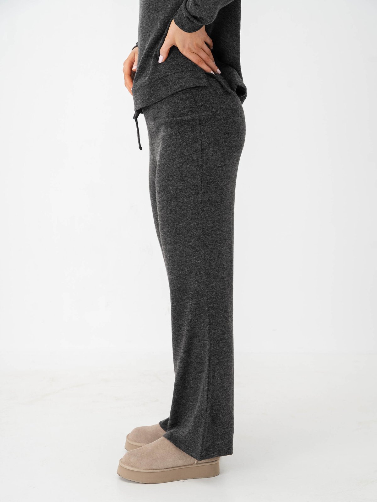 Only Kaya Life Wide Pants JRS Dark Grey Melange