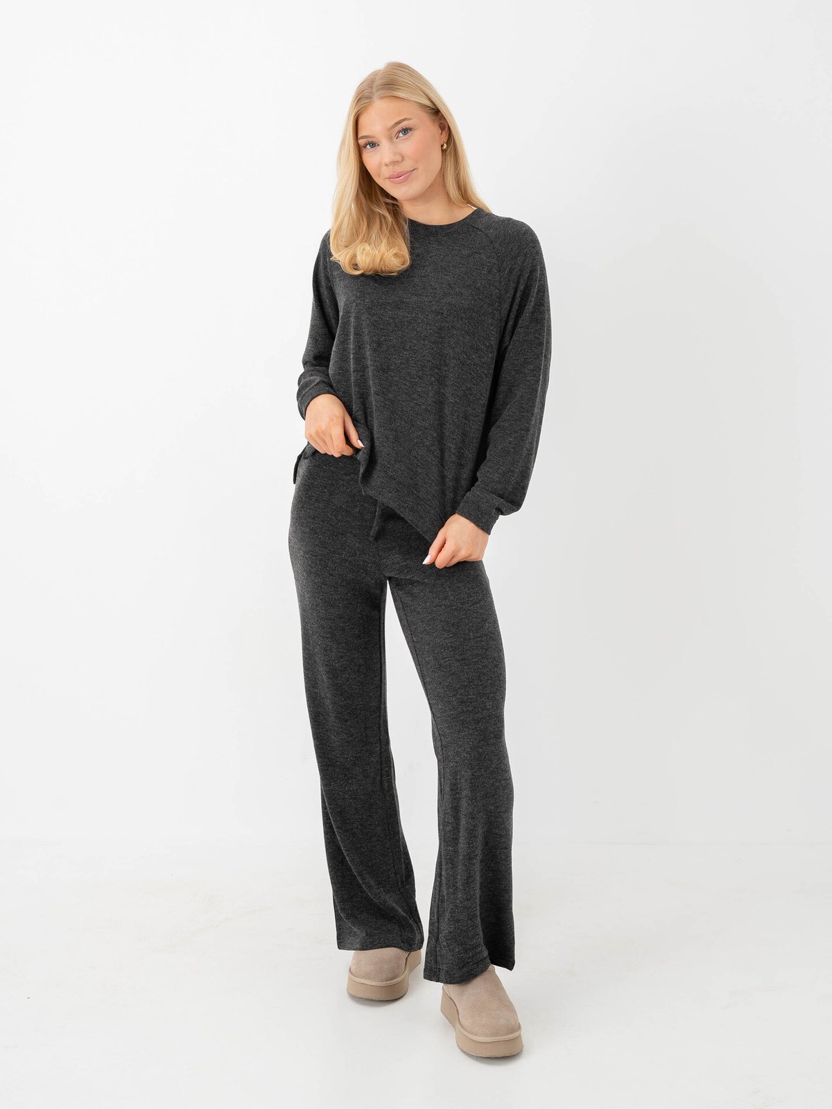 Only Kaya Life Wide Pants JRS Dark Grey Melange