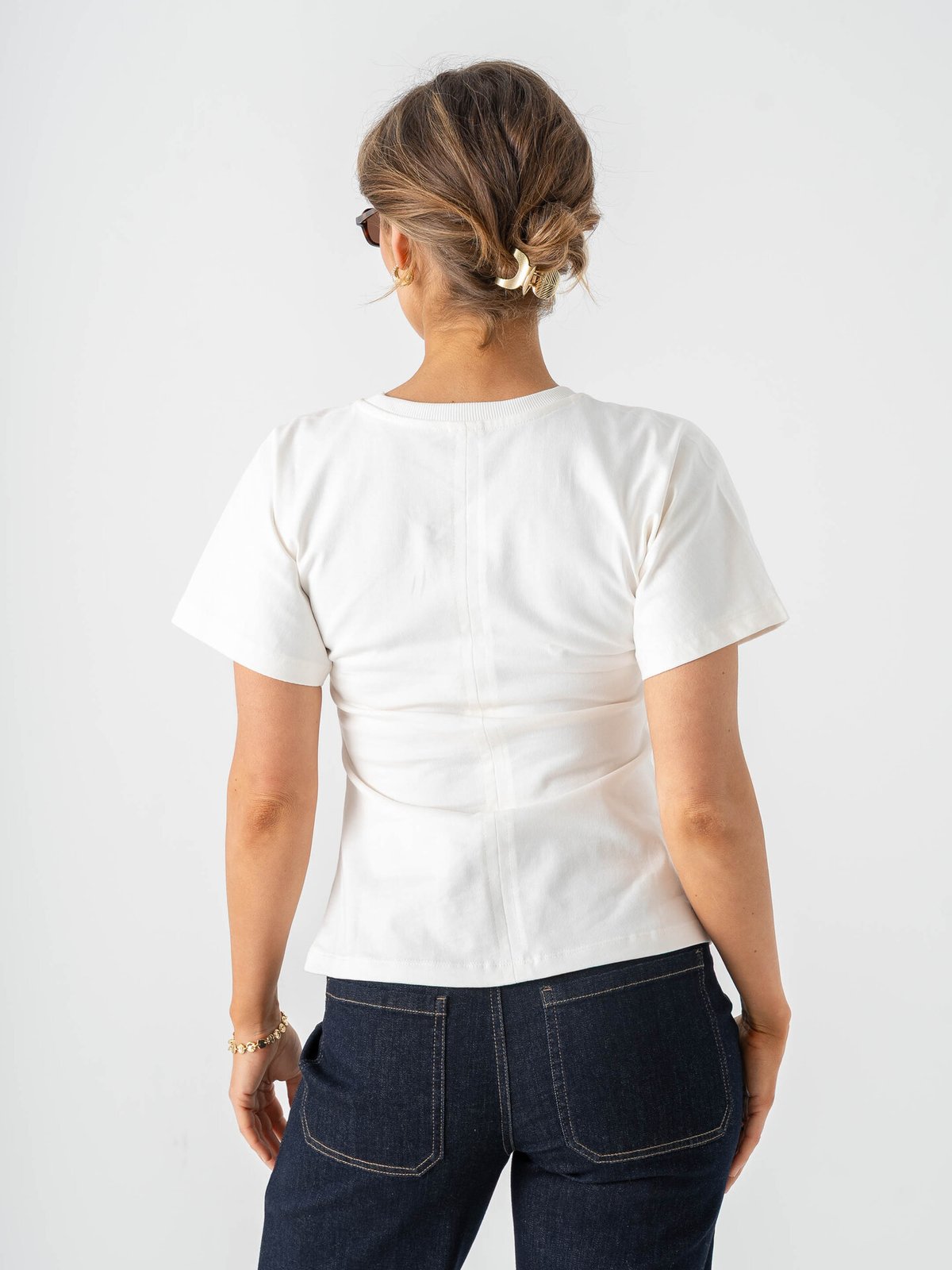 Only Marie Short Sleeve Ruching Top Cloud Dancer