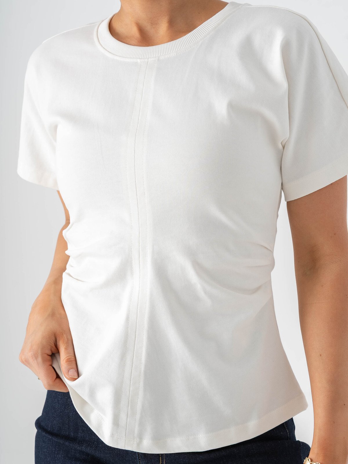Only Marie Short Sleeve Ruching Top Cloud Dancer
