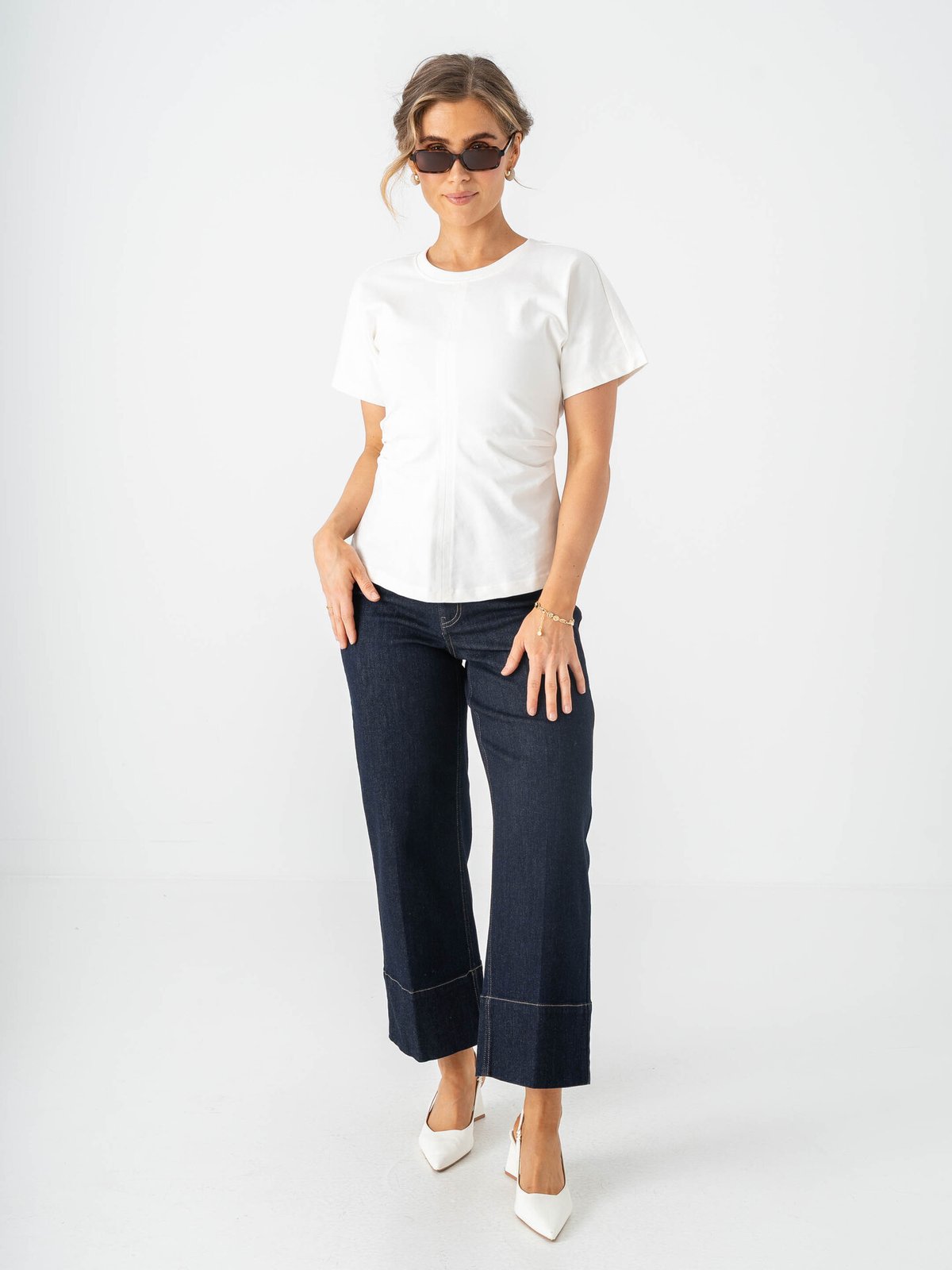 Only Marie Short Sleeve Ruching Top Cloud Dancer