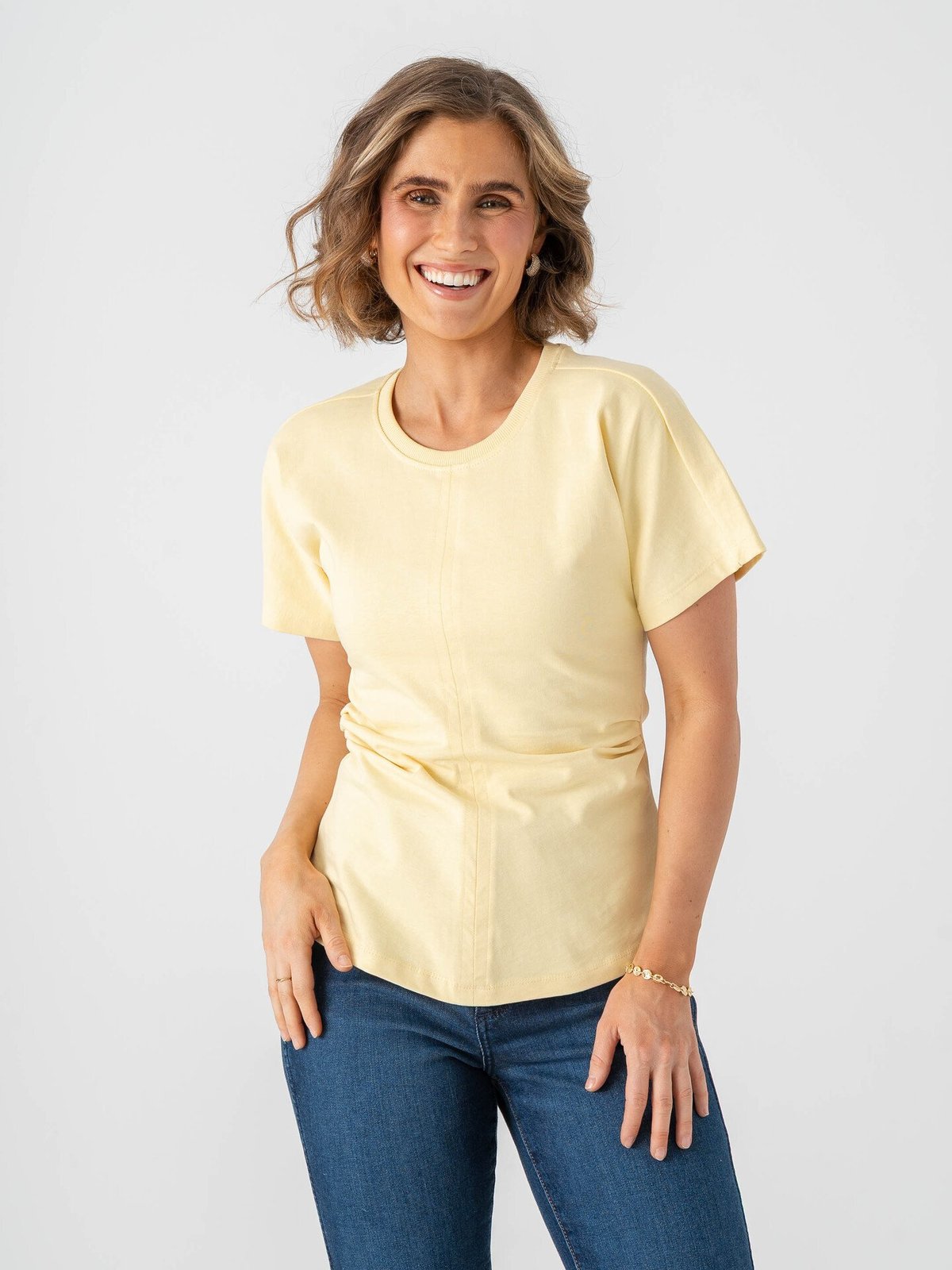 Only Marie Short Sleeve Ruching Top Sunlight
