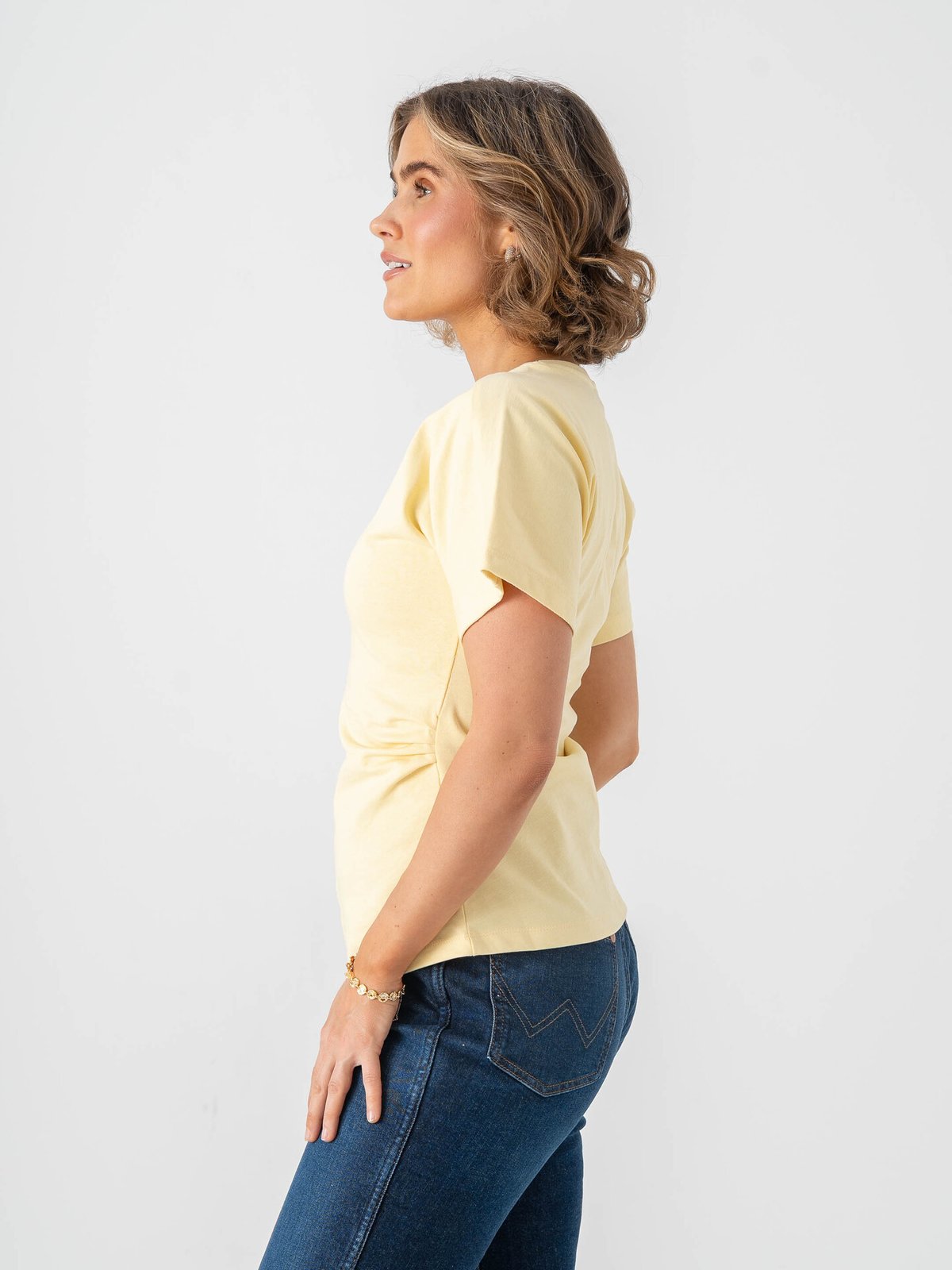 Only Marie Short Sleeve Ruching Top Sunlight