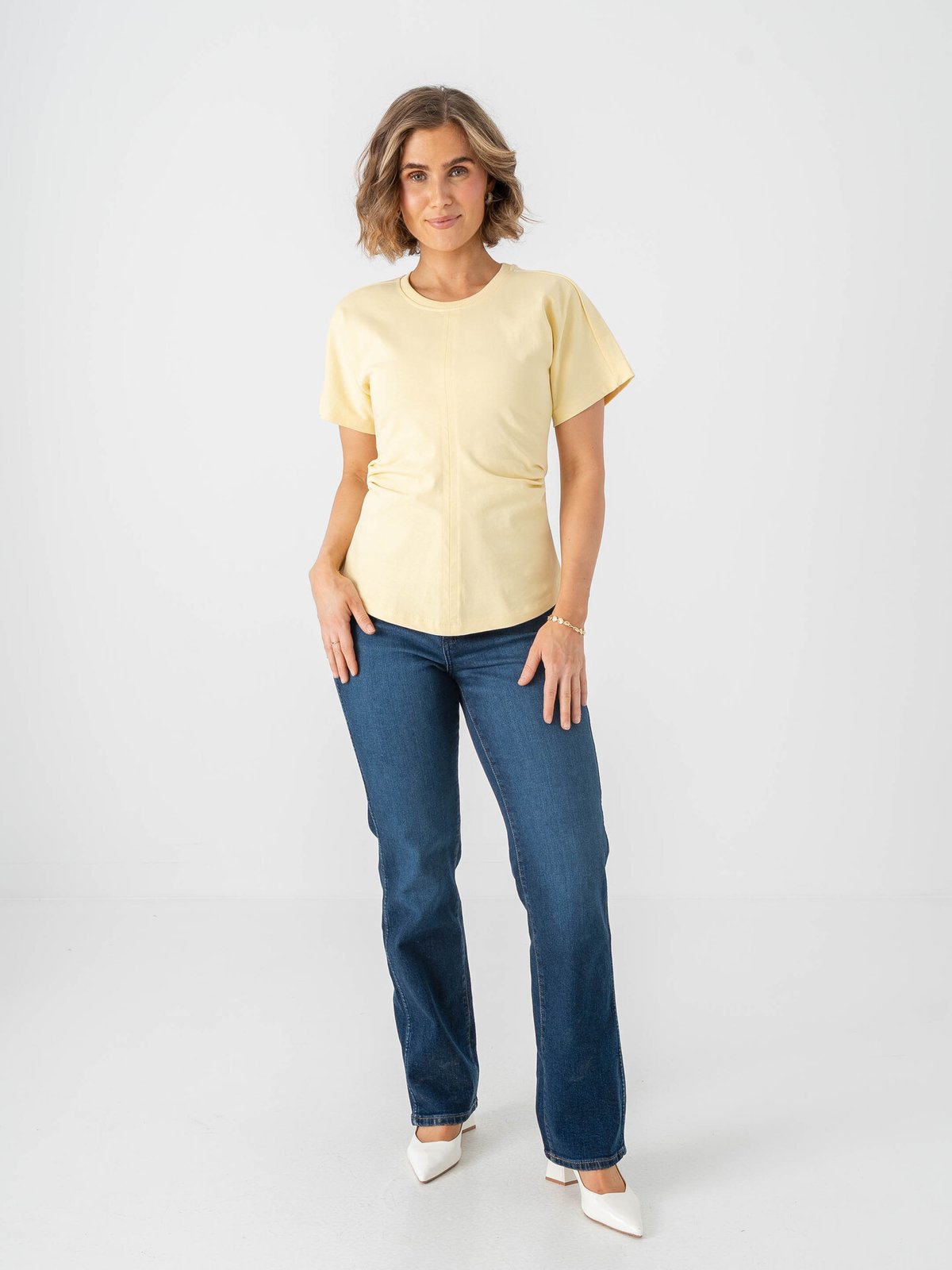 Only Marie Short Sleeve Ruching Top Sunlight
