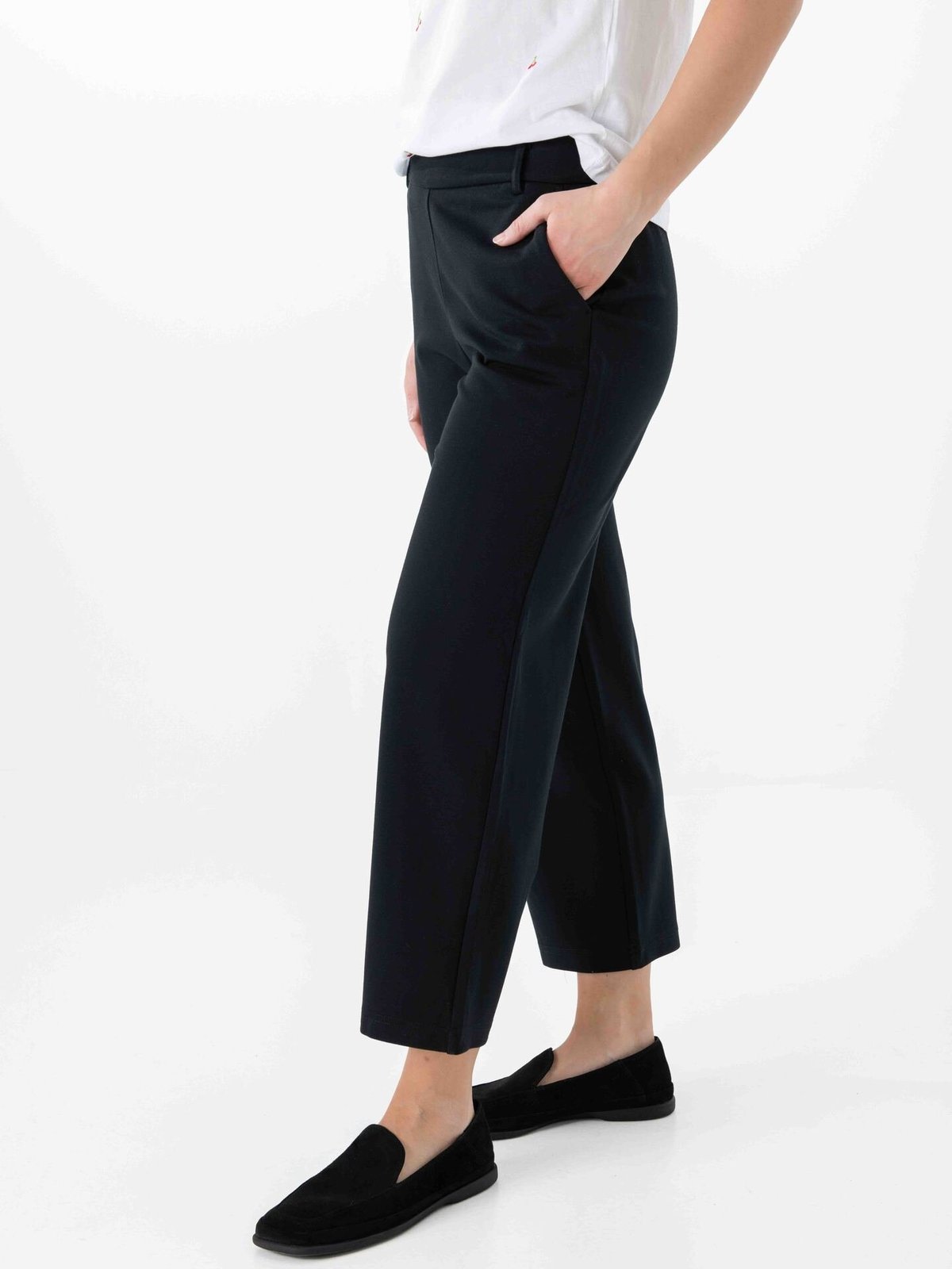 Only Poptrash Life Mid Waist Straight Culotte Pant Black