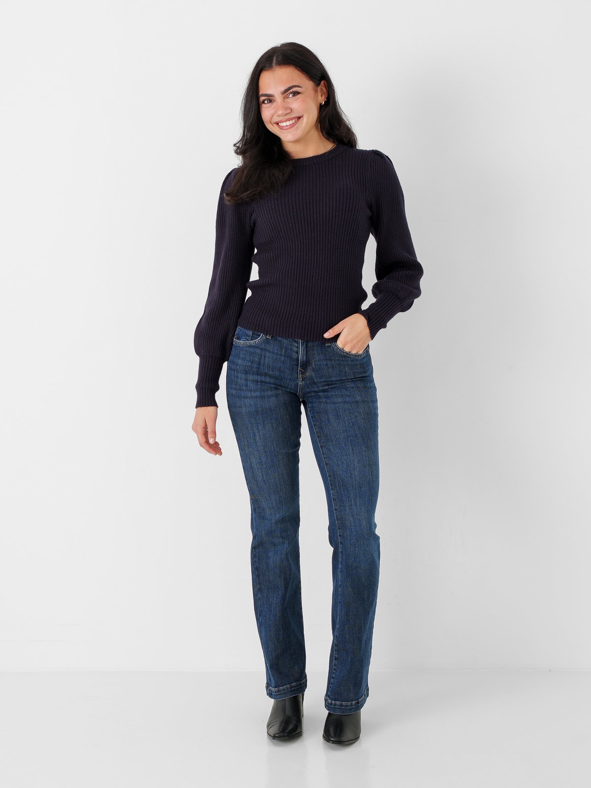 Only Sofia Long Sleeve O-Neck Pullover Knit Blå