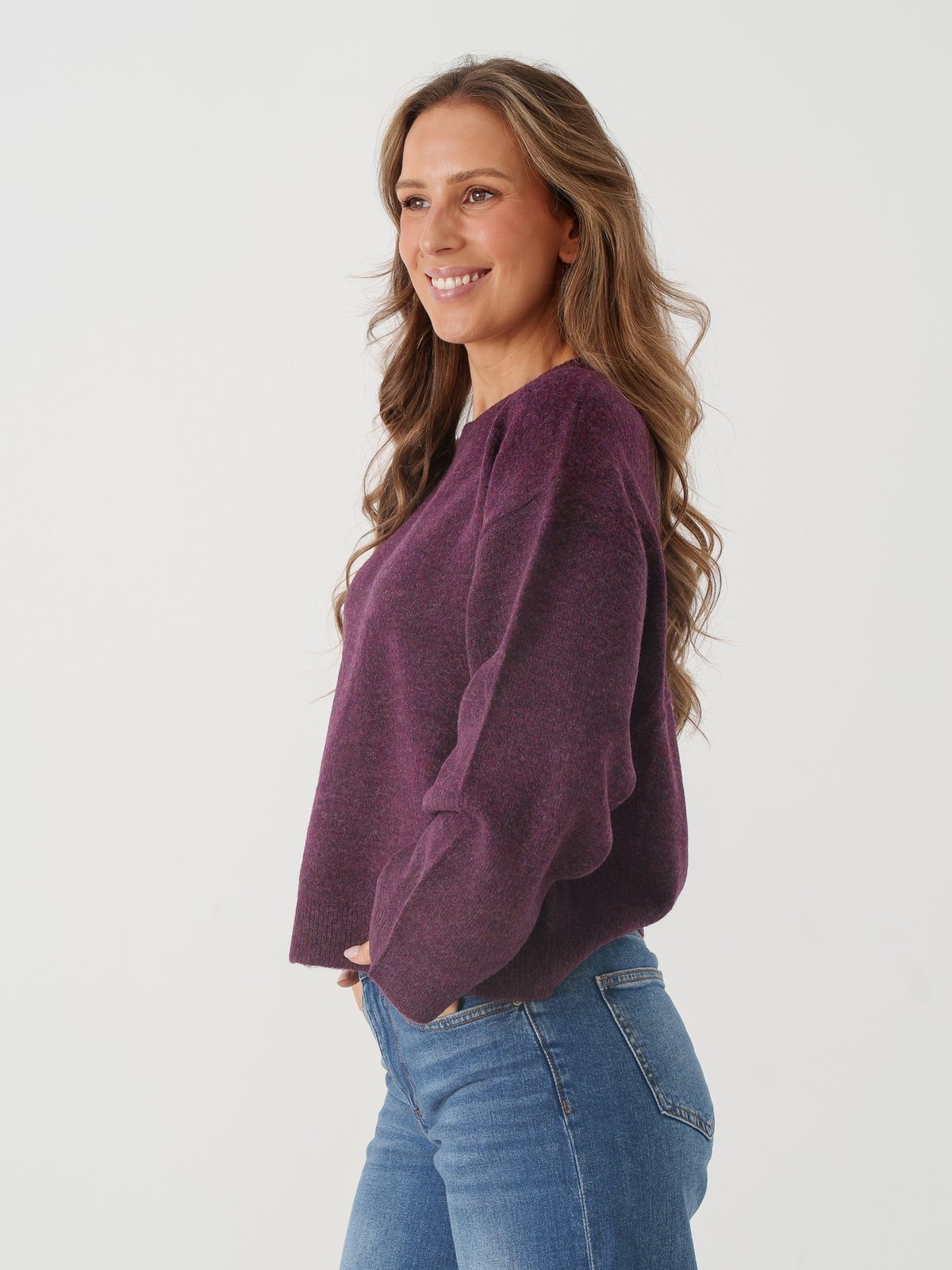 Only Simoni Long Sleeve O-Neck Pullover Mauve Wine Melange