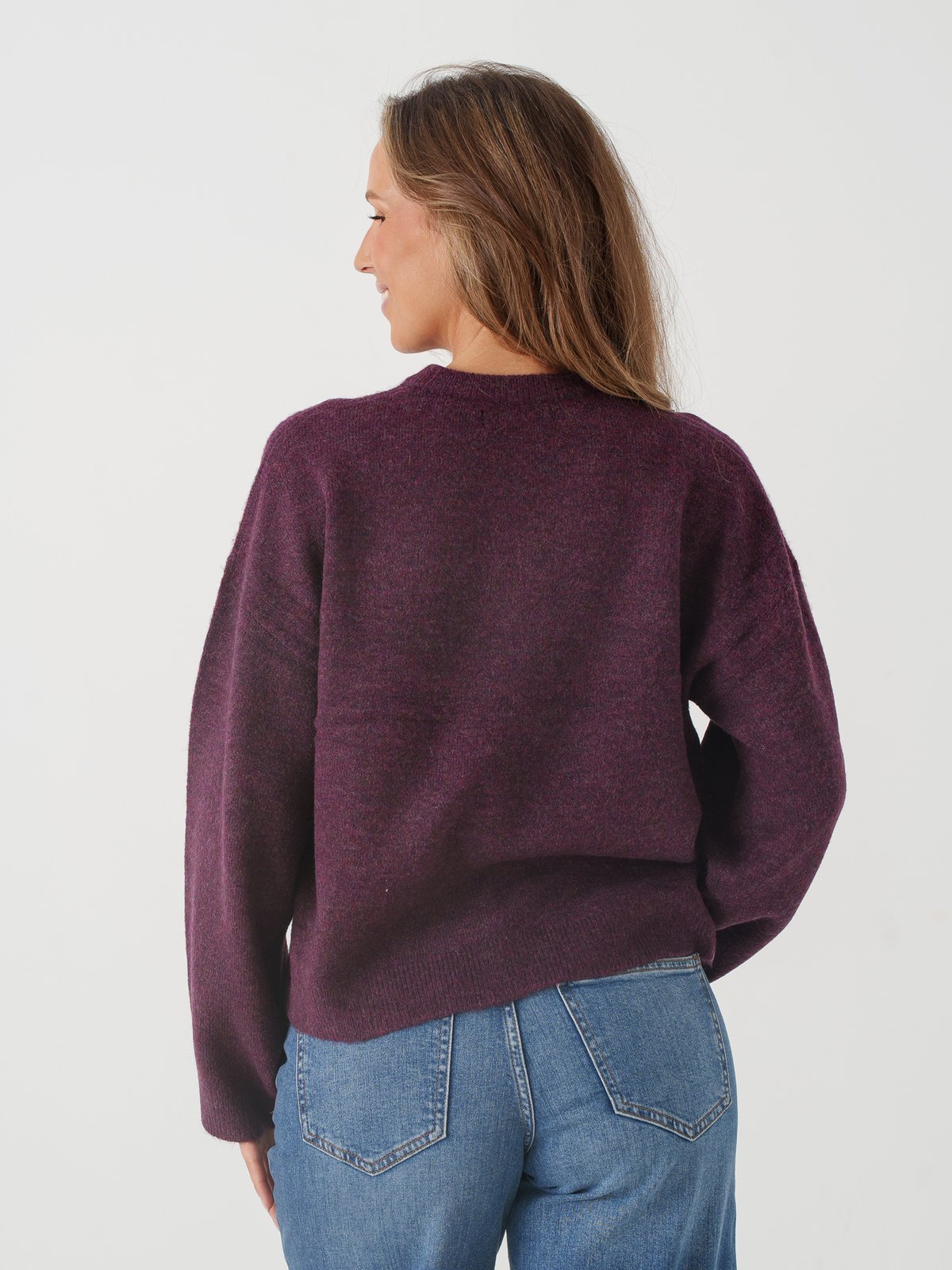 Only Simoni Long Sleeve O-Neck Pullover Mauve Wine Melange