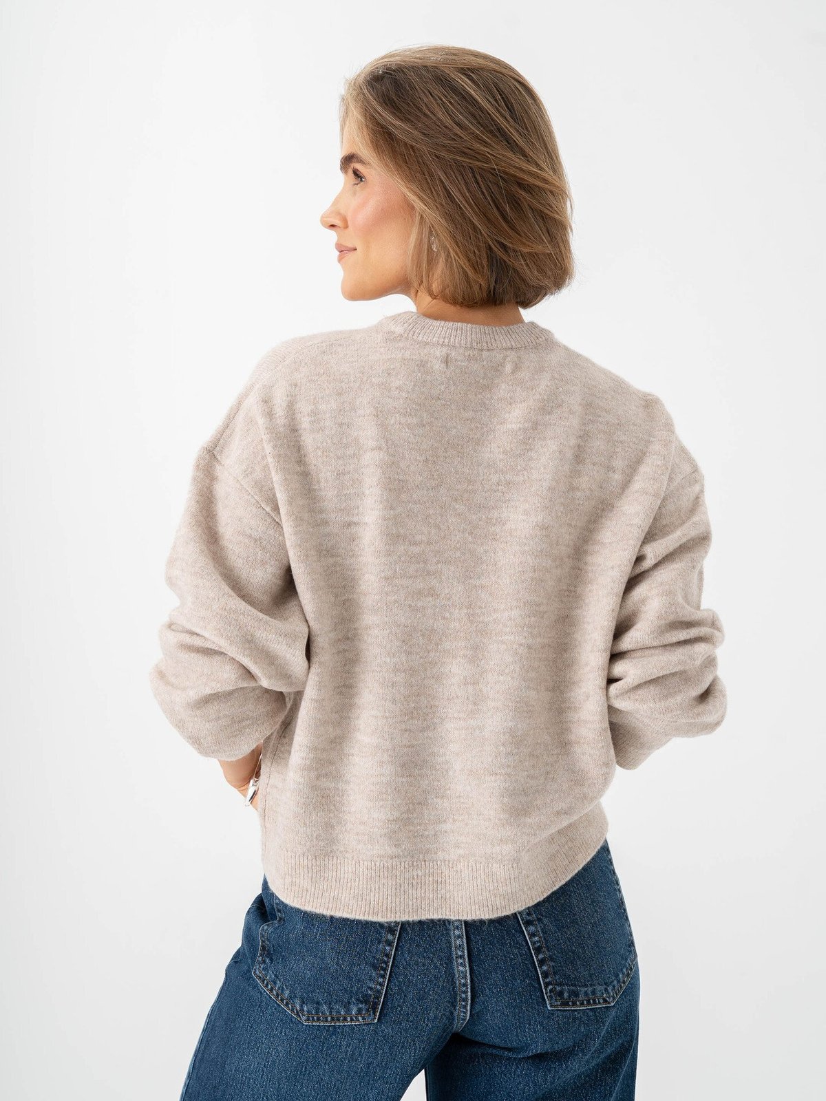 Only Simoni Long Sleeve O-Neck Pullover Pumice Stone