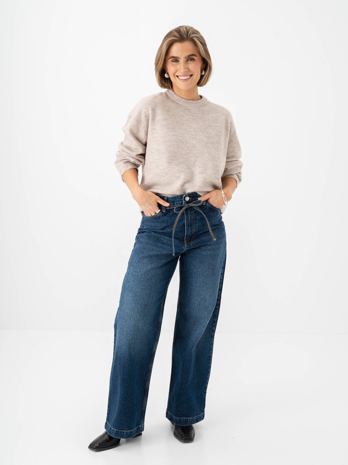 Only Simoni Long Sleeve O-Neck Pullover Pumice Stone