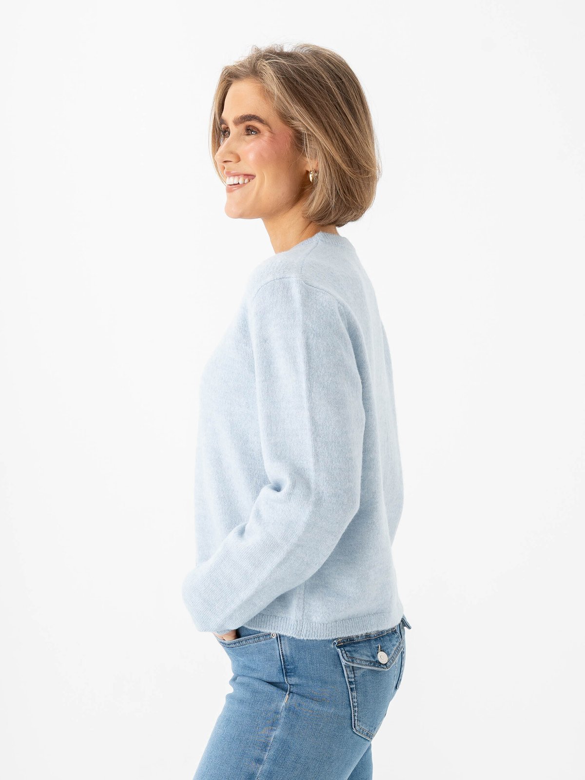 Only Simoni Long Sleeve O-Neck Cardigan Cashmere Blue