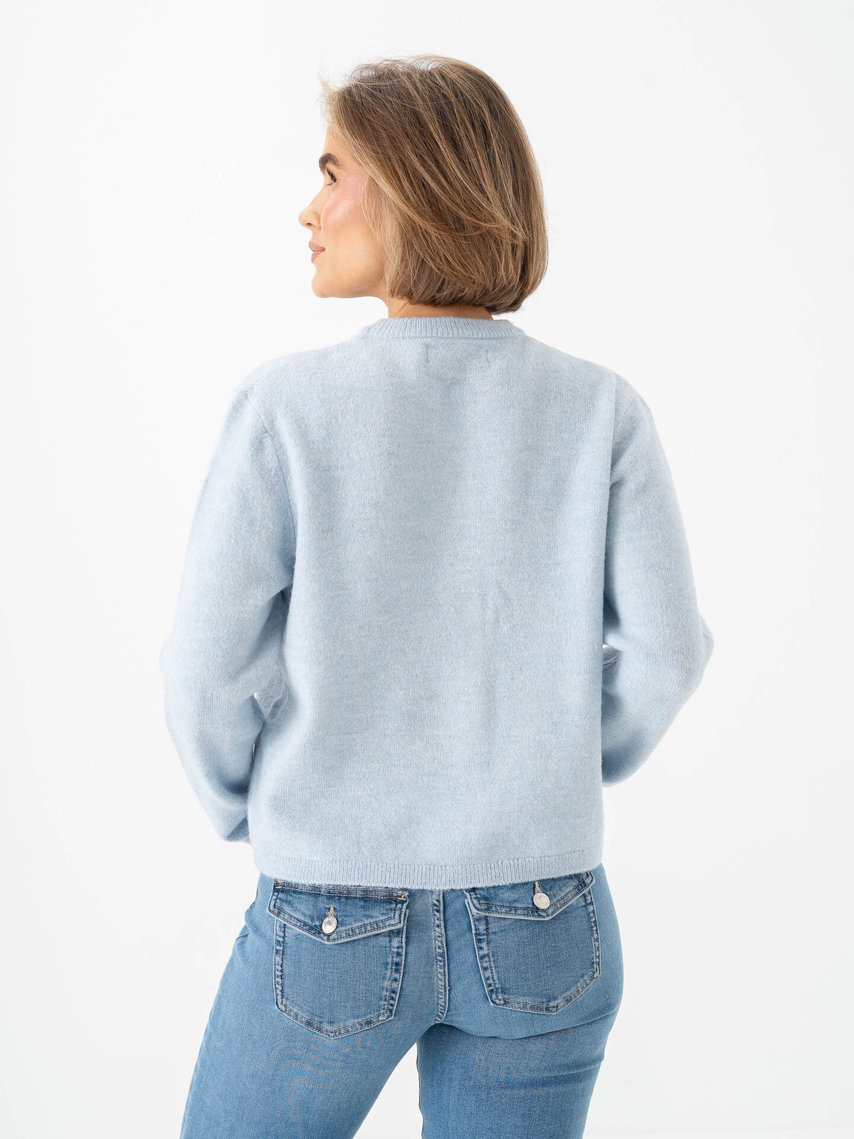 Only Simoni Long Sleeve O-Neck Cardigan Cashmere Blue