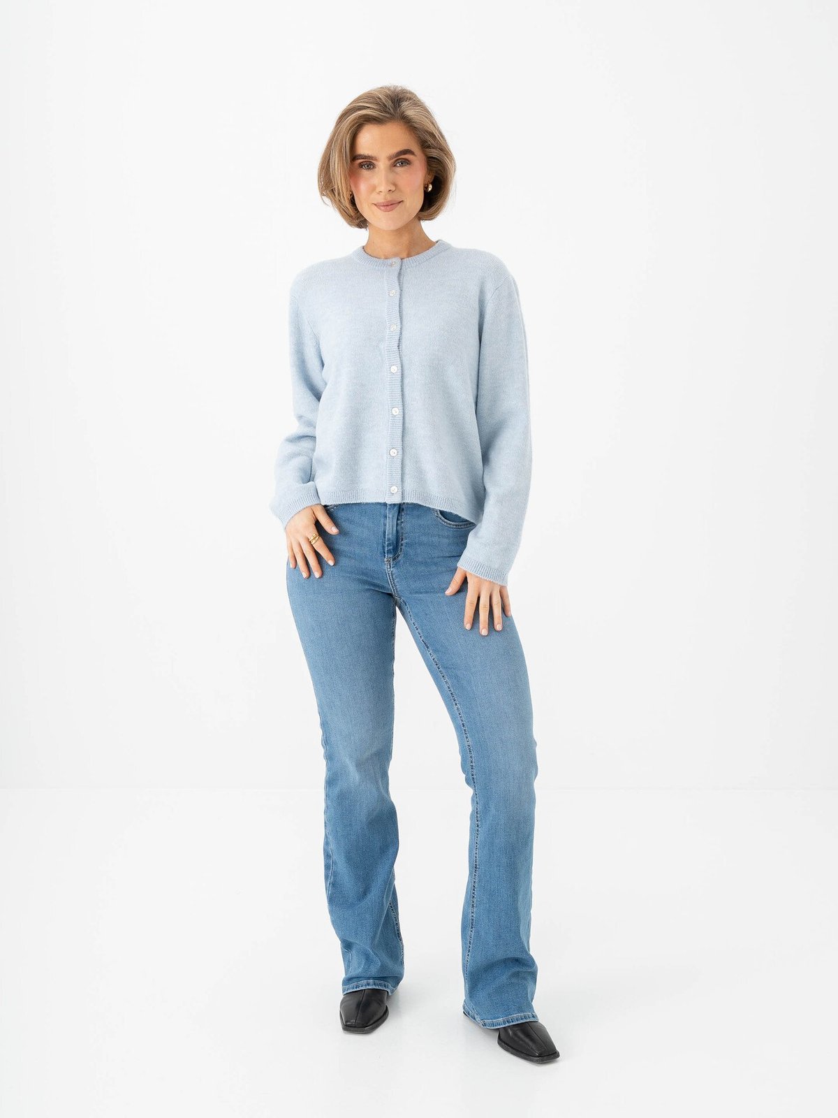 Only Simoni Long Sleeve O-Neck Cardigan Cashmere Blue