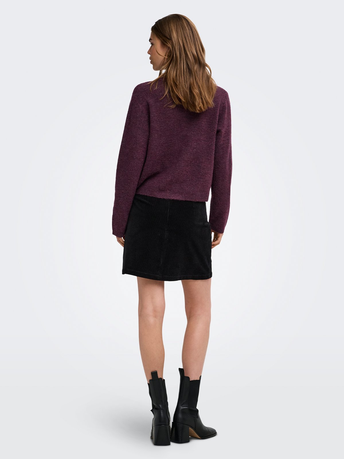 Only Simoni Long Sleeve O-Neck Cardigan Mauve Wine Melange