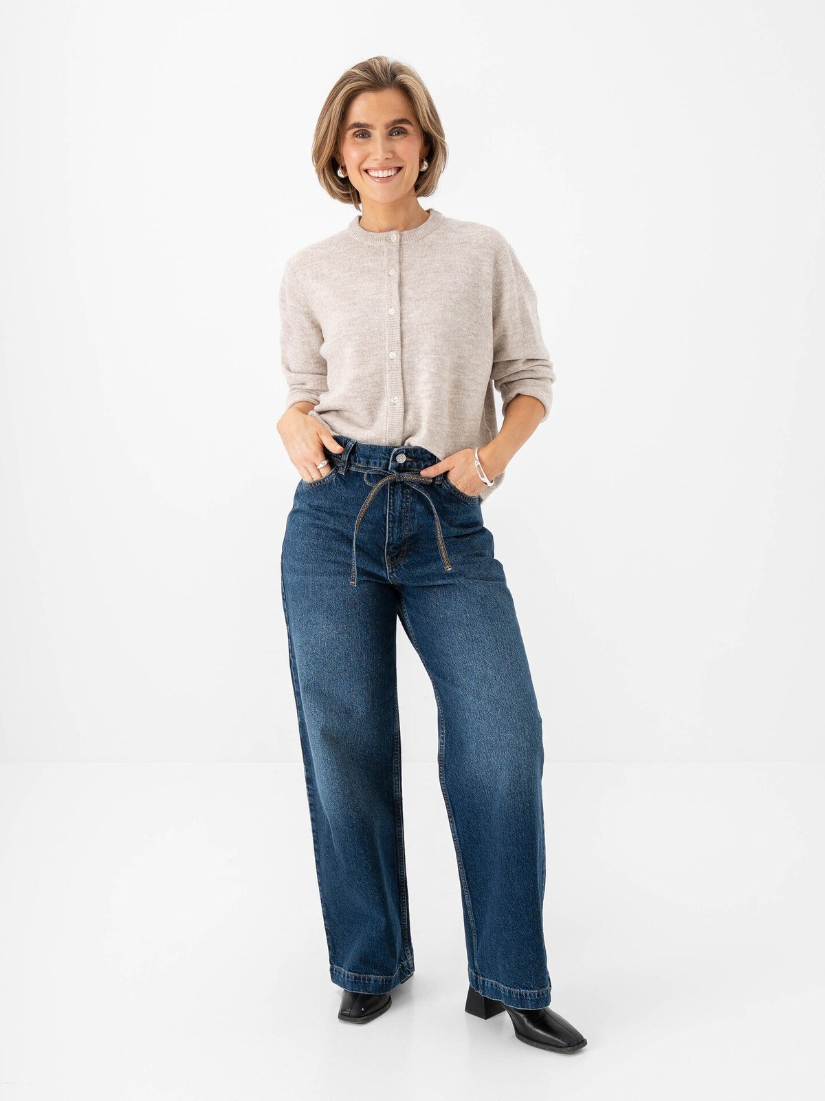 Only Simoni Long Sleeve O-Neck Cardigan Pumice Stone