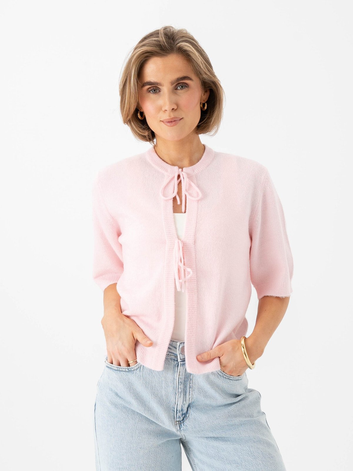 Only Simoni 2/4 Bow Cardigan Potpourri