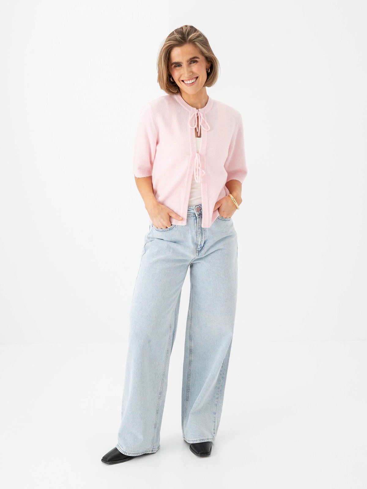 Only Simoni 2/4 Bow Cardigan Potpourri