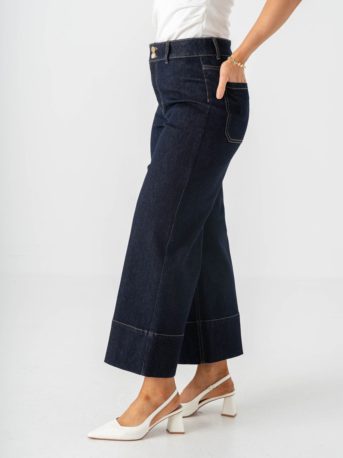 Only Madison High Waist Cropped Wide Denim Dark Blue Denim
