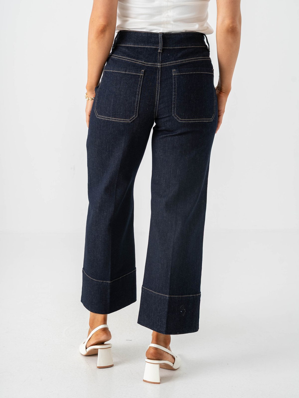 Only Madison High Waist Cropped Wide Denim Dark Blue Denim