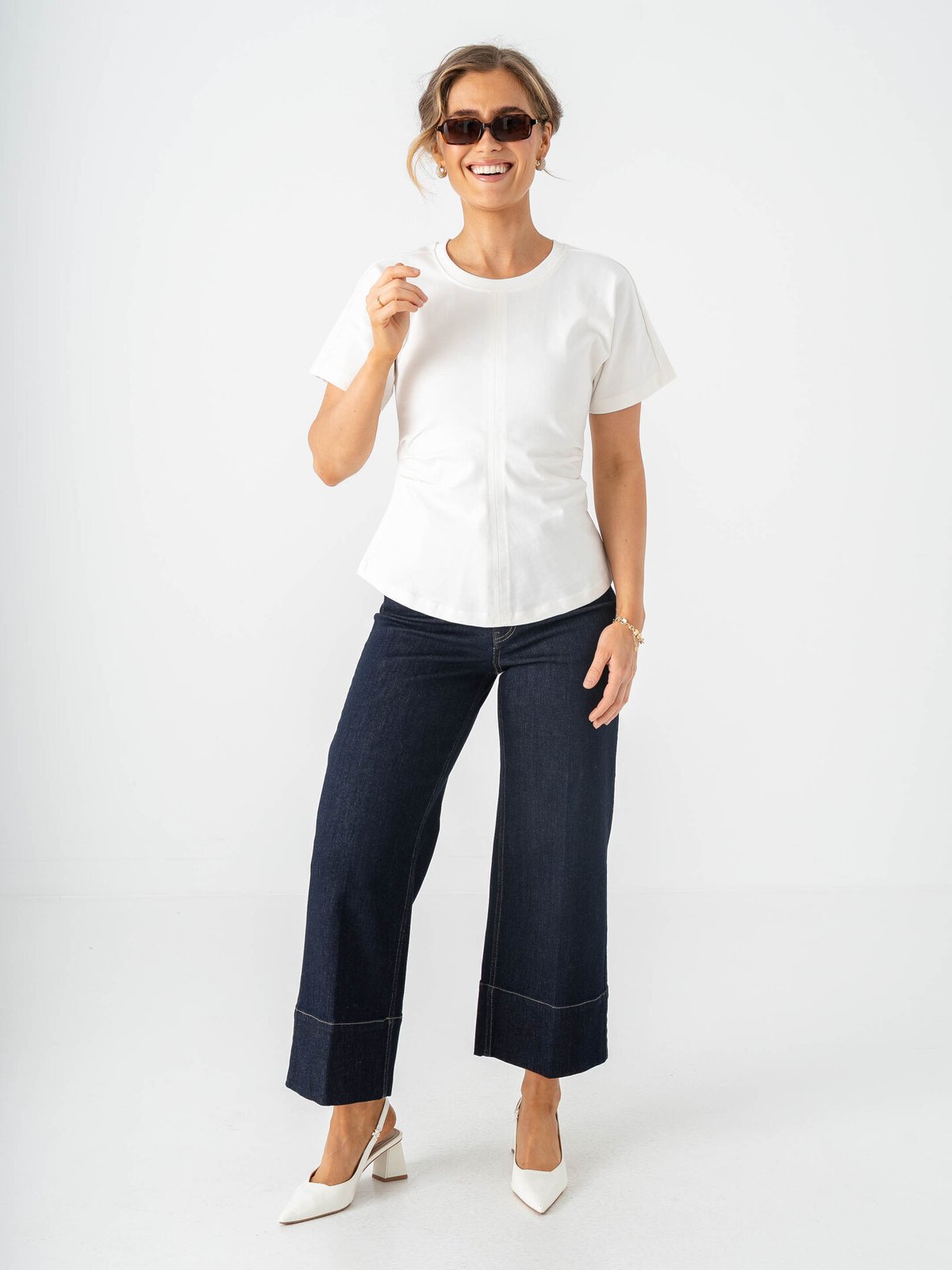 Only Madison High Waist Cropped Wide Denim Dark Blue Denim