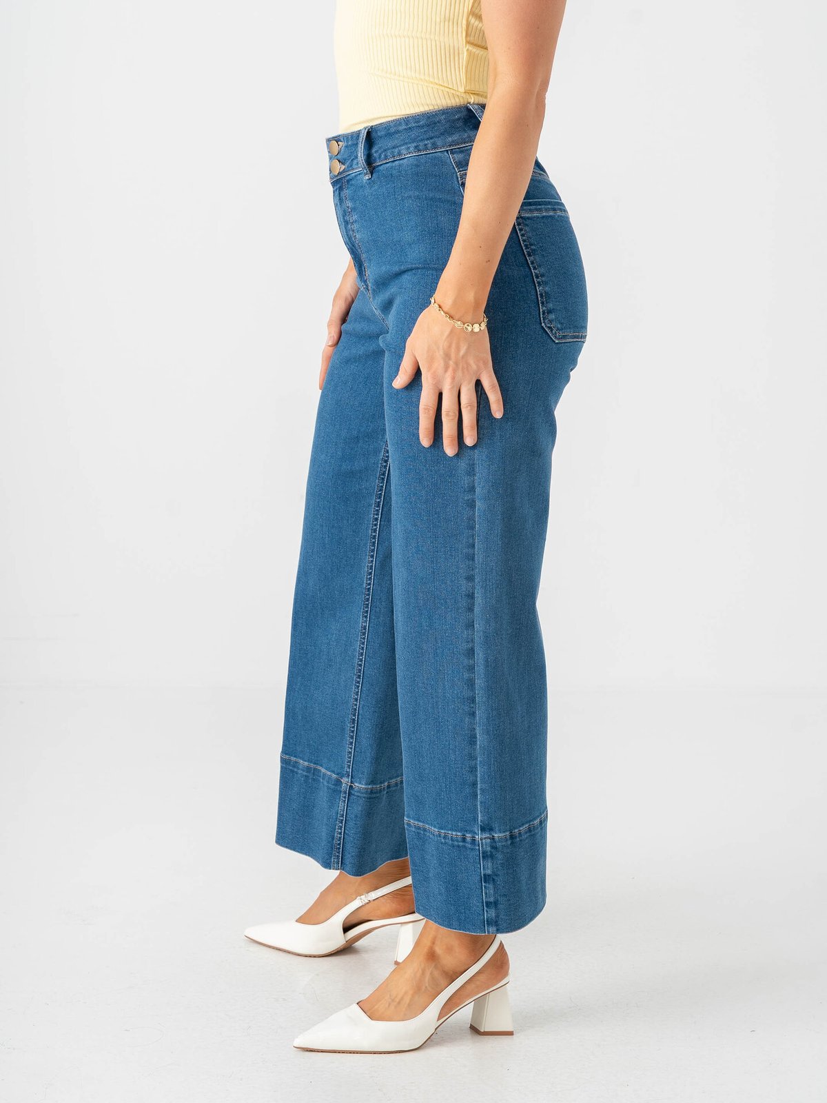 Only Madison High Waist Cropped Wide Denim Medium Blue Denim