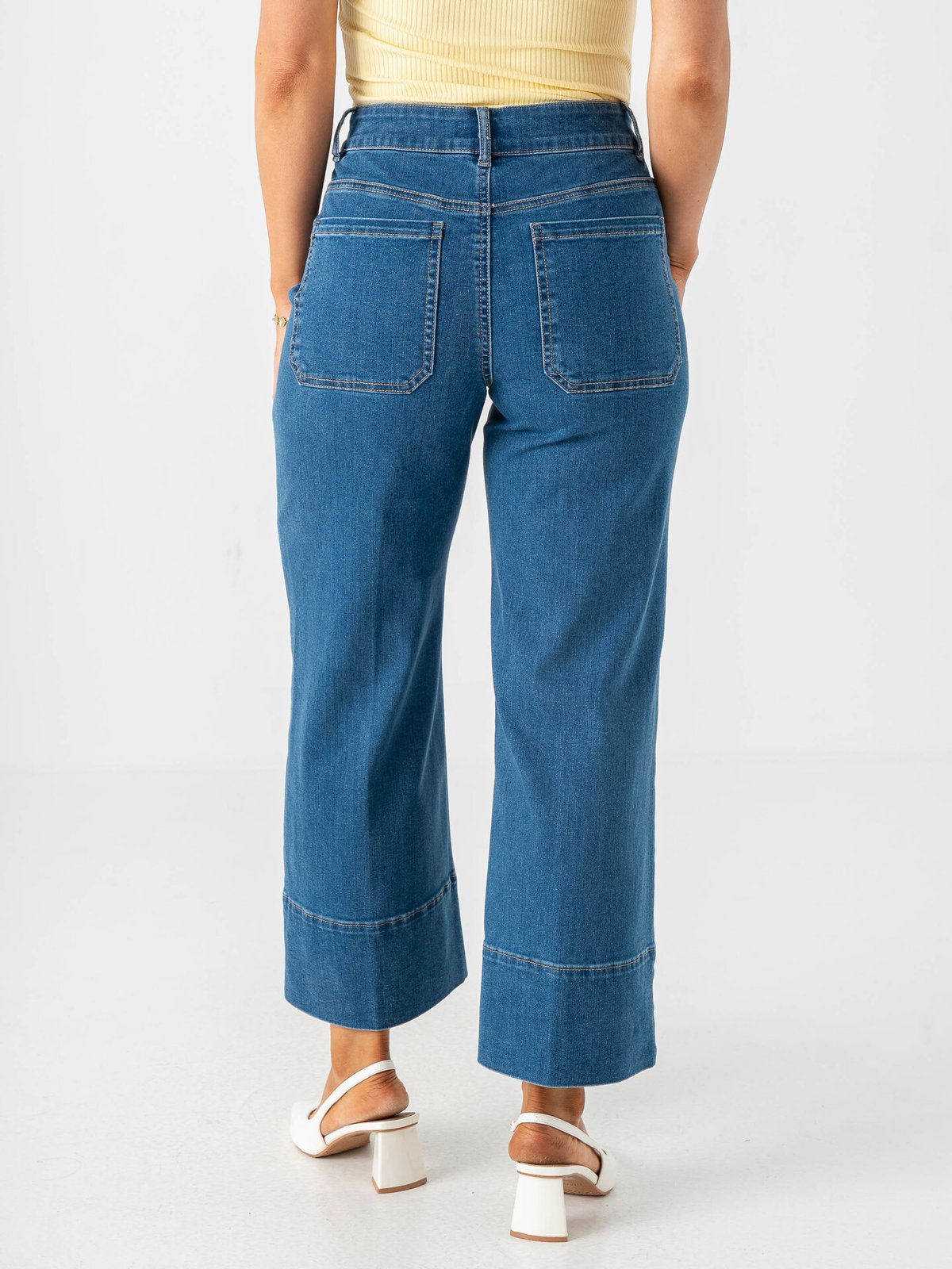 Only Madison High Waist Cropped Wide Denim Medium Blue Denim