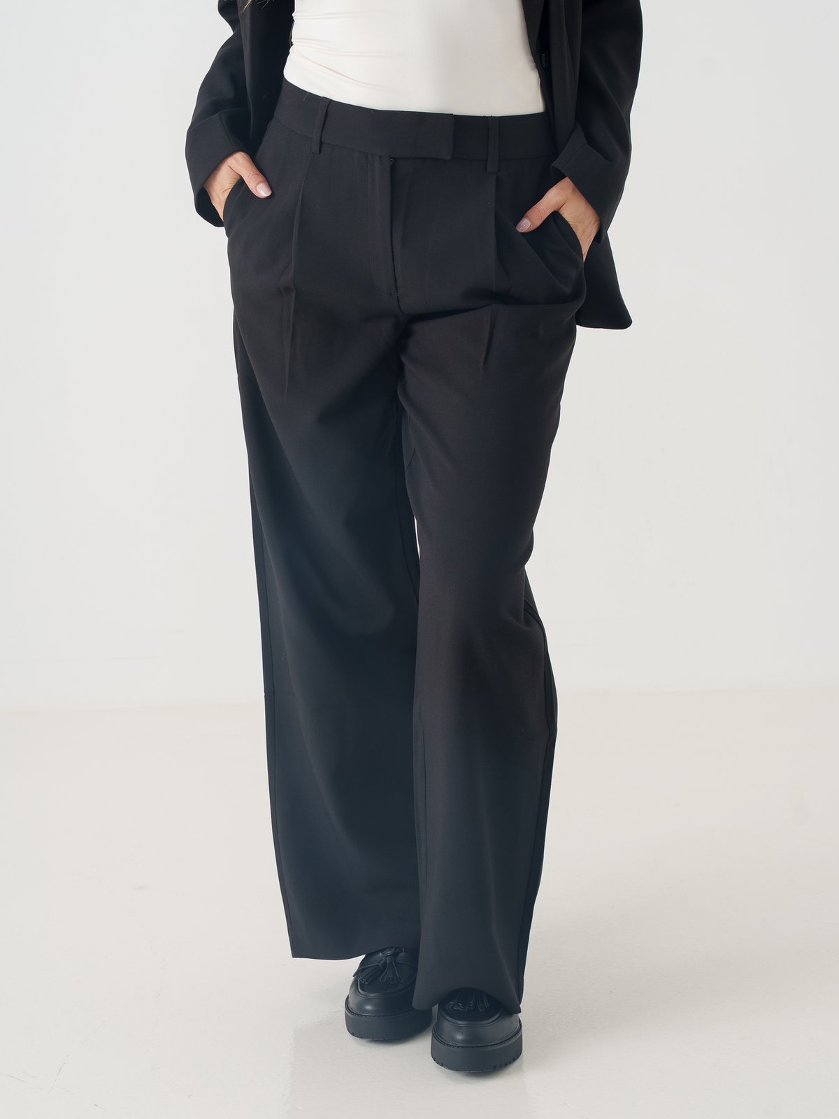 Only Linda Raven High Waist Straight Pant Sort