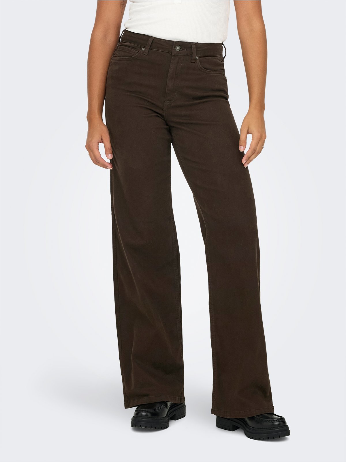 Only Madison Blush High Waist Wide Color Denim Dark Brown Denim