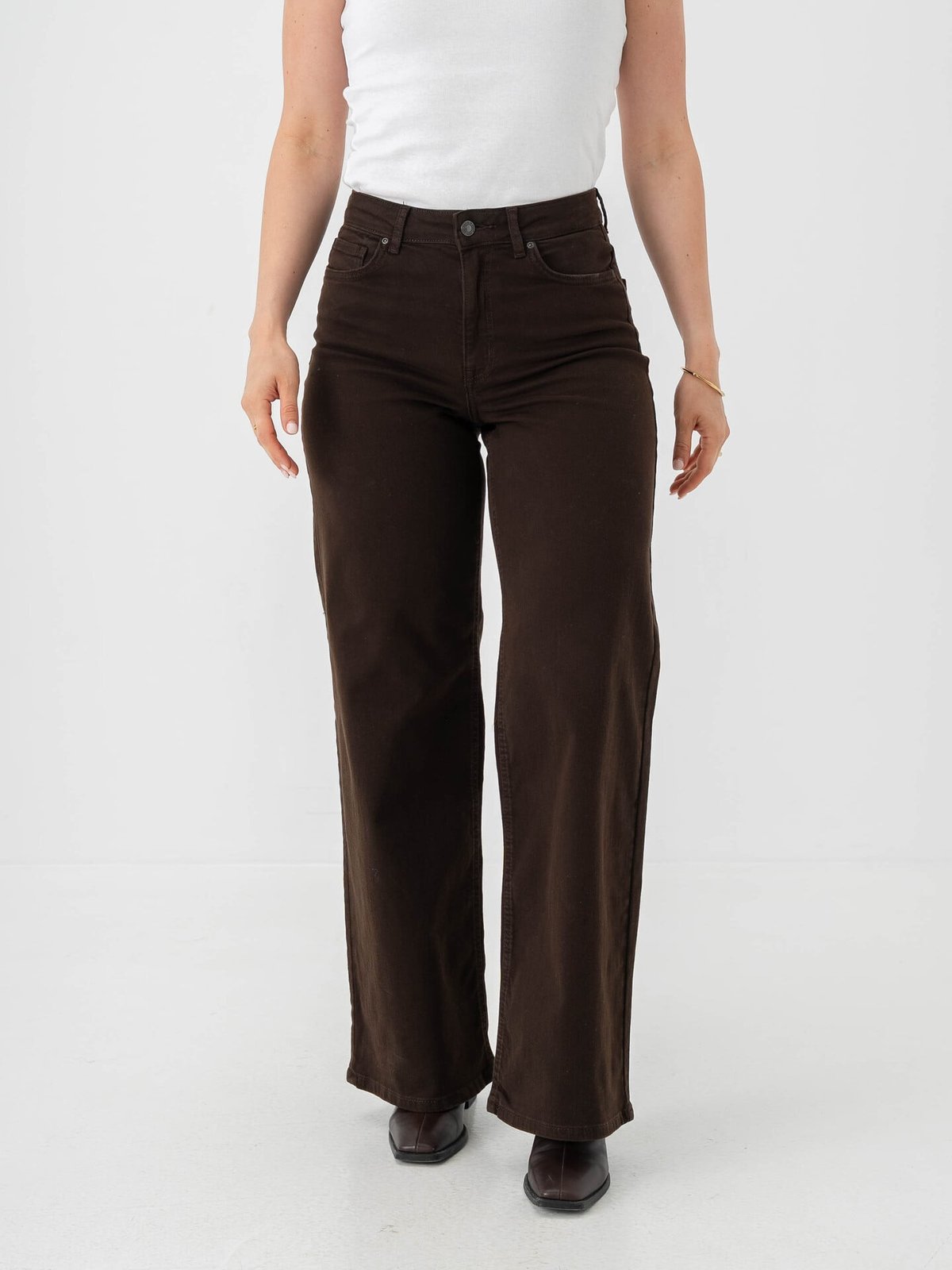 Only Madison Blush High Waist Wide Color Denim Dark Brown Denim
