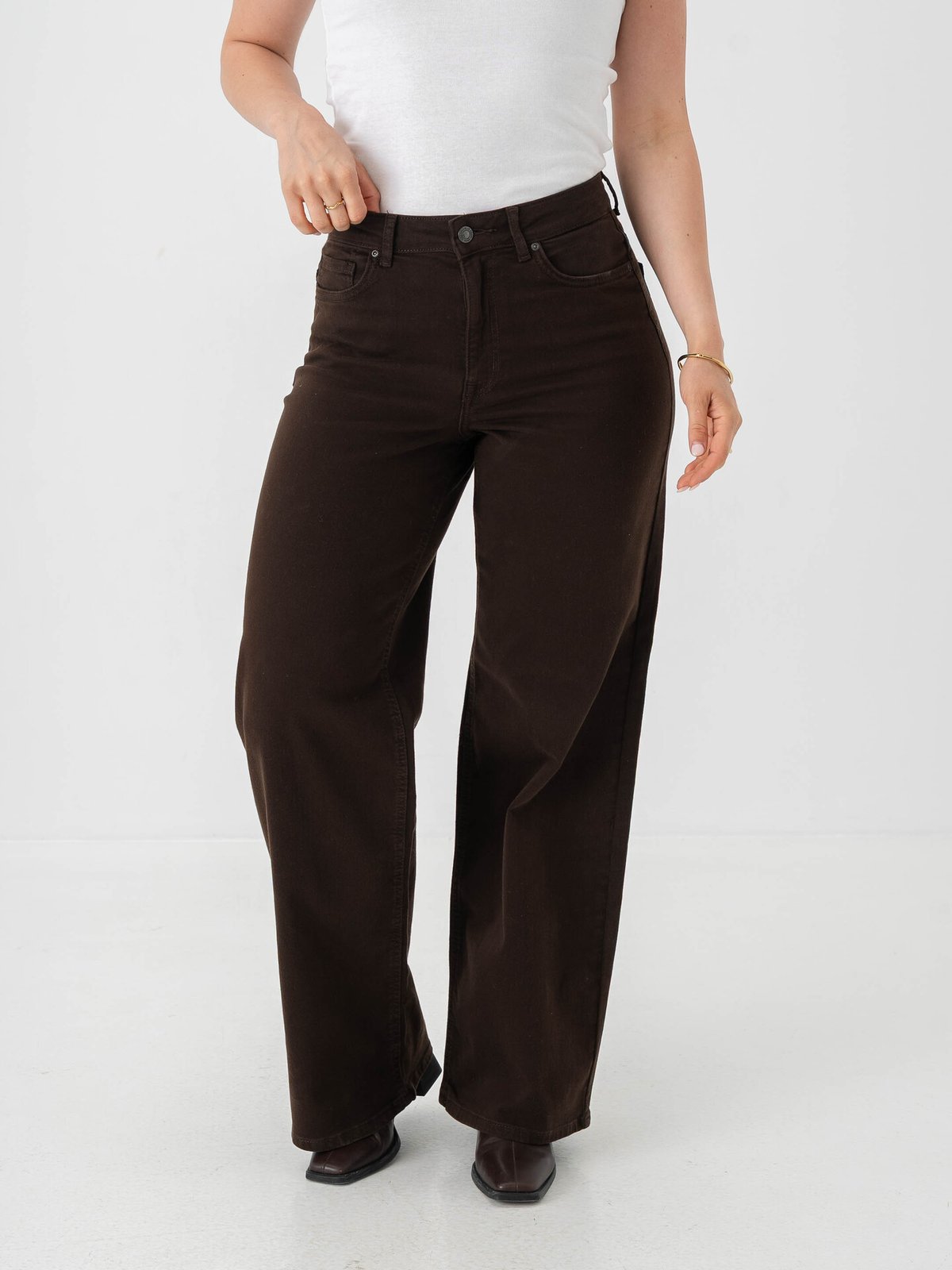 Only Madison Blush High Waist Wide Color Denim Dark Brown Denim