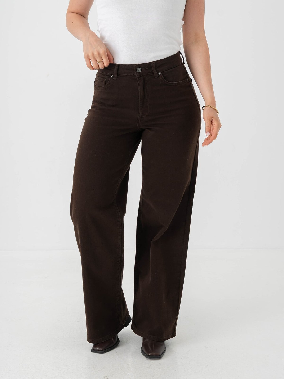 Only Madison Blush High Waist Wide Color Denim Dark Brown Denim