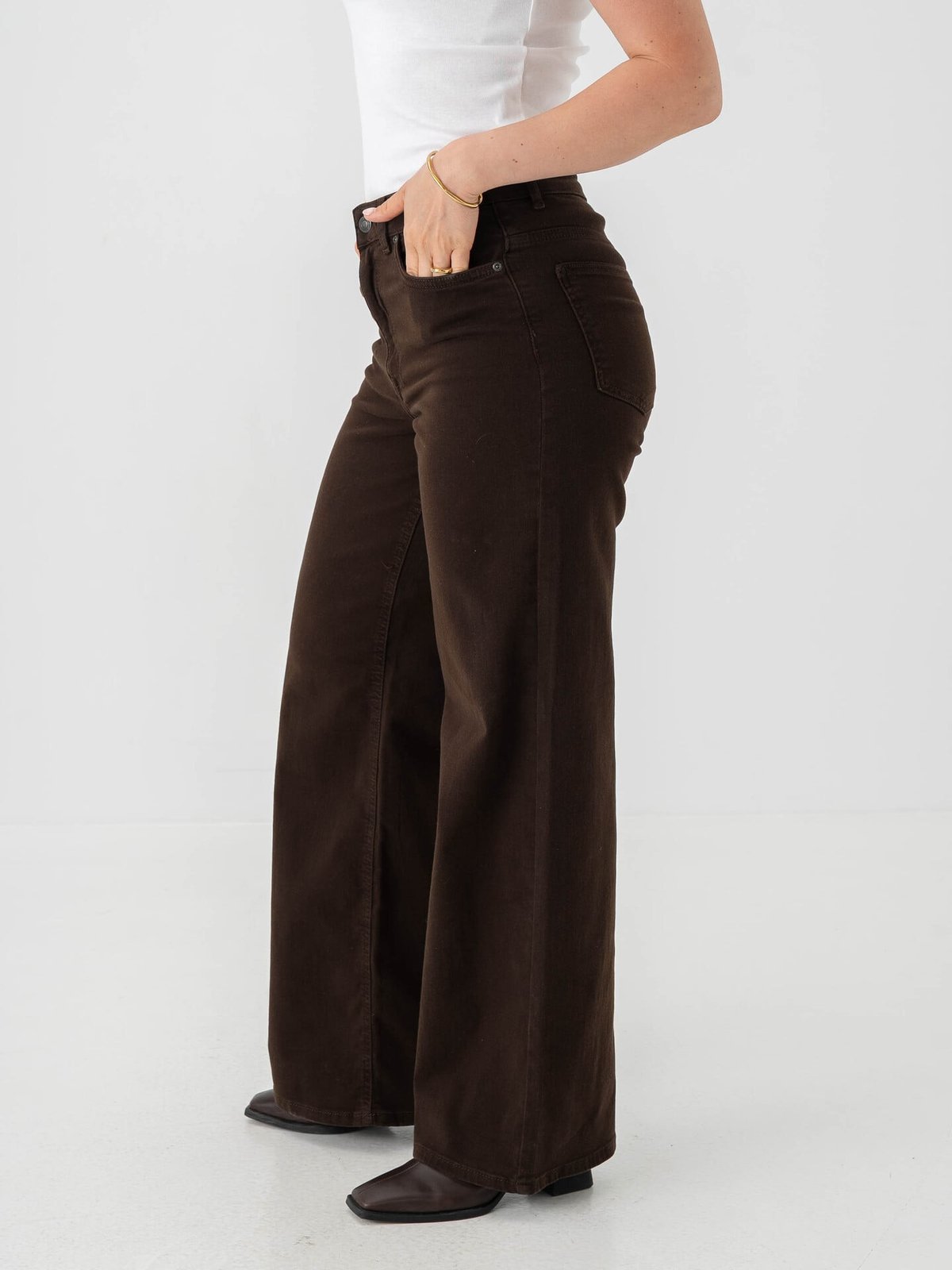 Only Madison Blush High Waist Wide Color Denim Dark Brown Denim